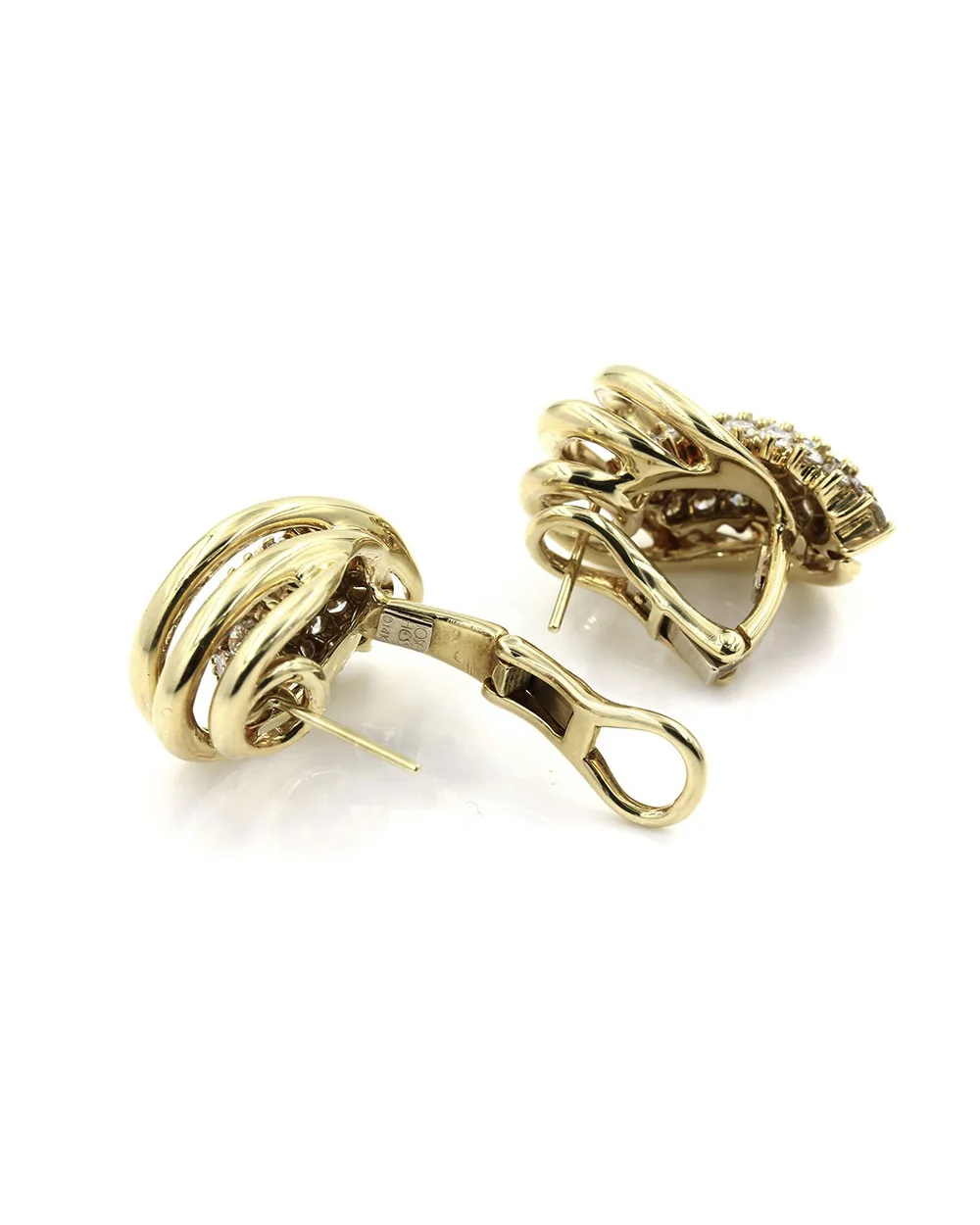 Jose Hess Diamond Cluster Gold Earrings - Image 2