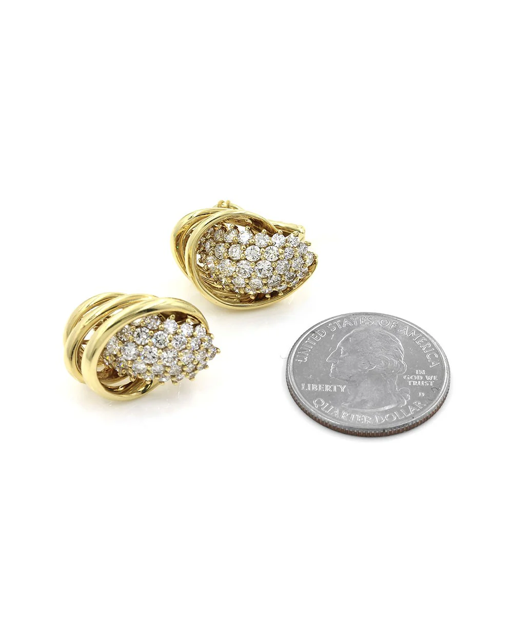 Jose Hess Diamond Cluster Gold Earrings - Image 3