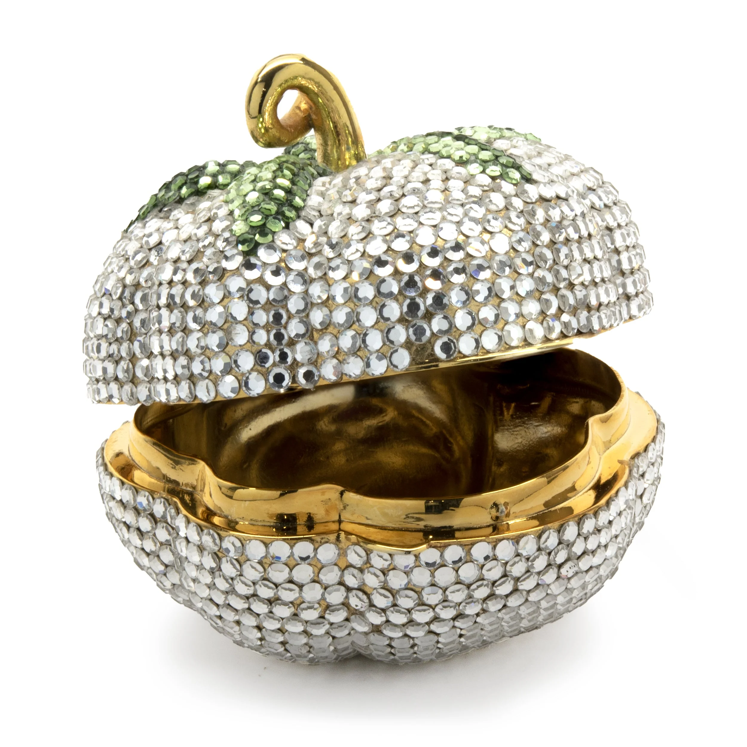 Judith Leiber Clear and Green Crystal Pumpkin Case - Image 2