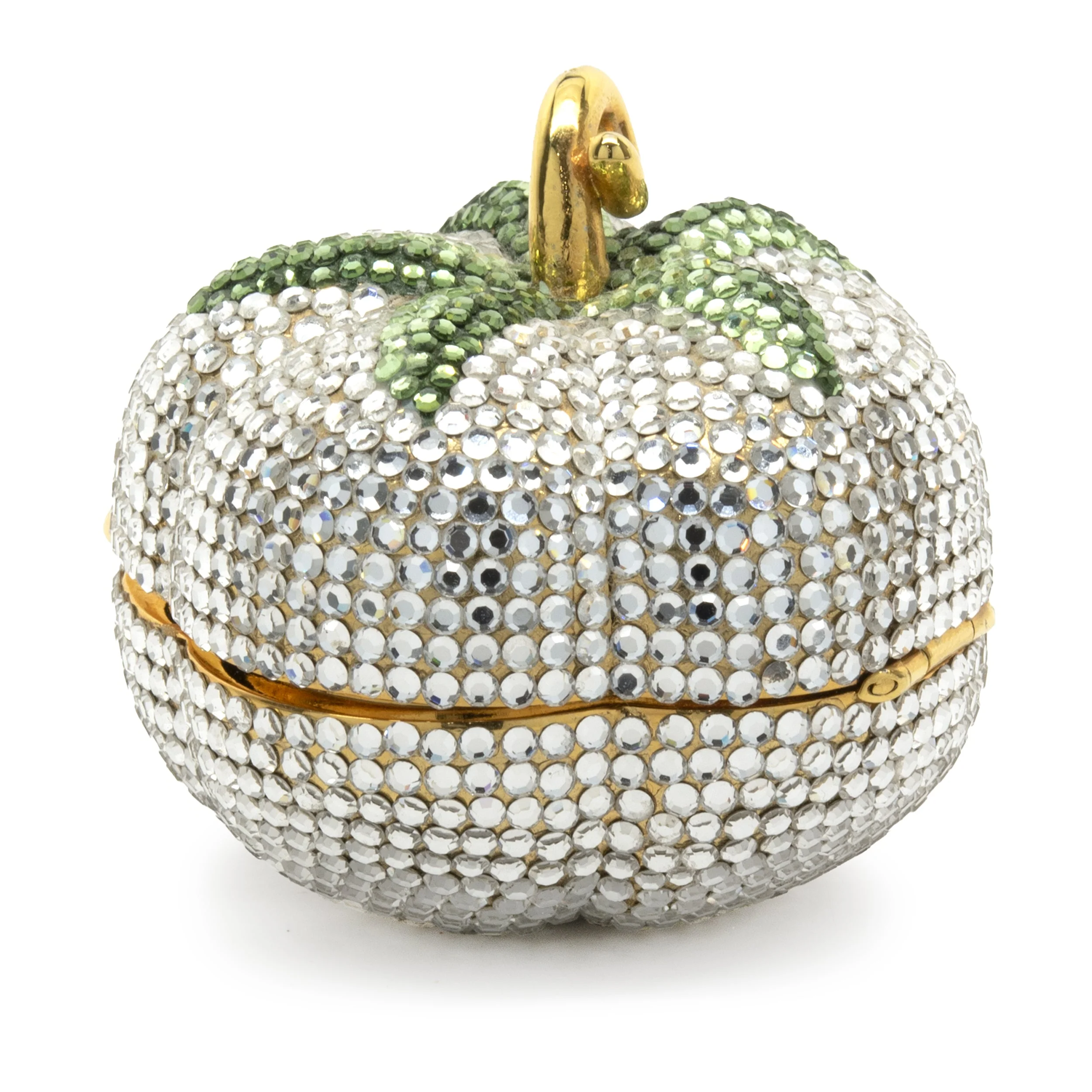 Judith Leiber Clear and Green Crystal Pumpkin Case - Image 3