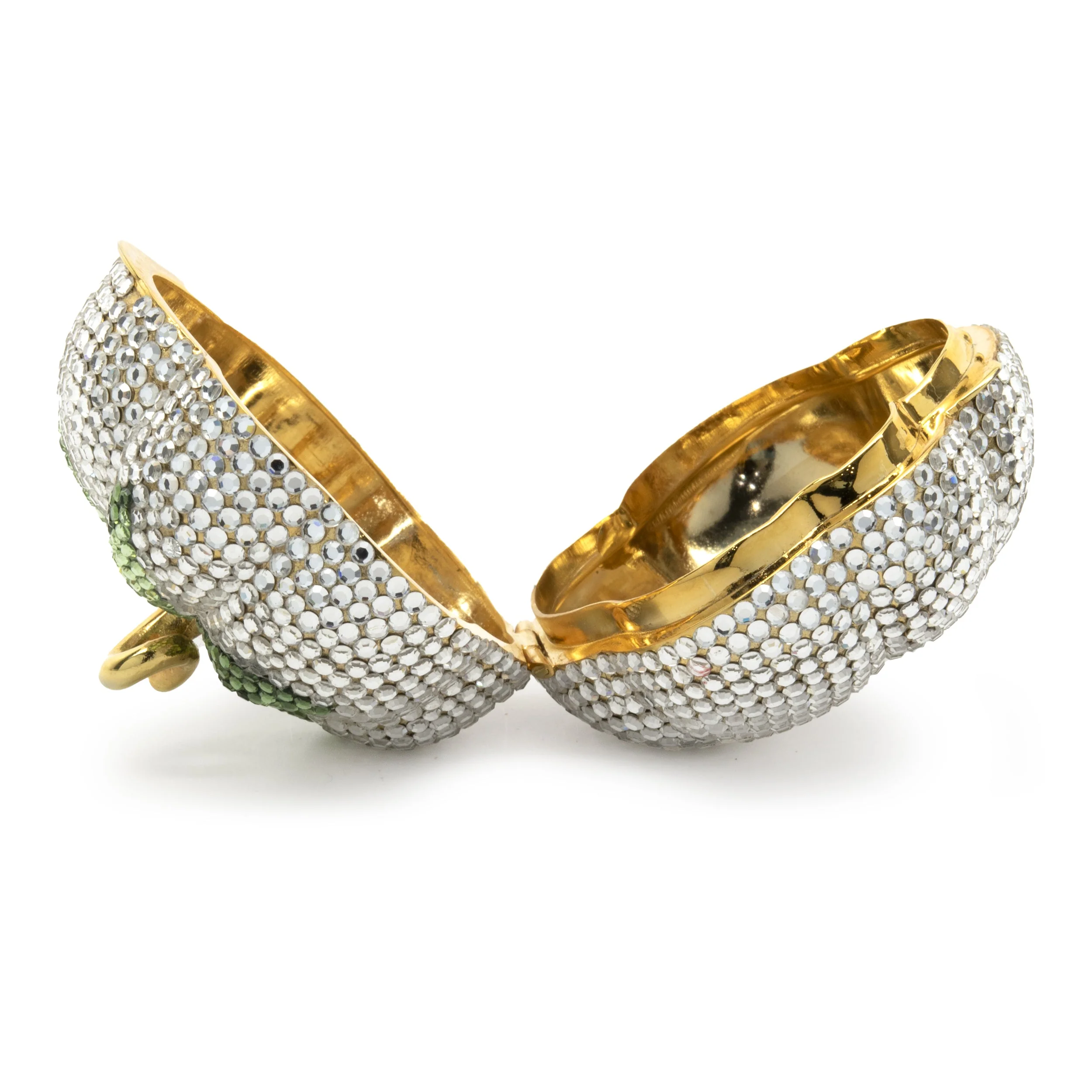 Judith Leiber Clear and Green Crystal Pumpkin Case - Image 4