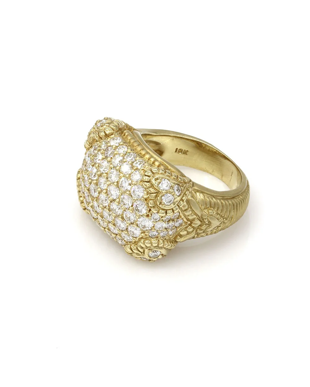 Judith Ripka Pave Diamond Rectangular Top Ring in Yellow Gold - Image 3