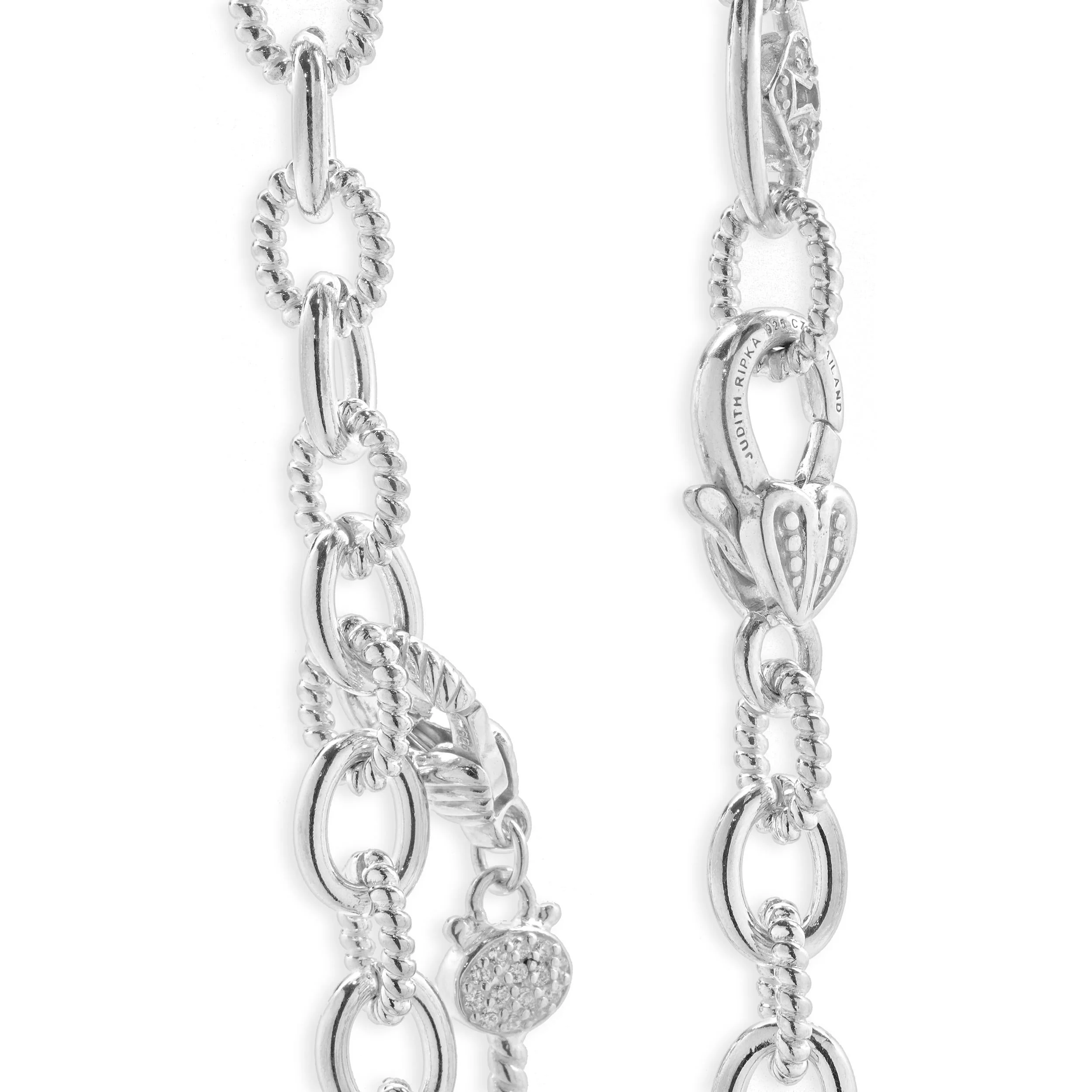 Judith Ripka Sterling Silver Clear Crystal Key to My Heart Necklace - Image 3