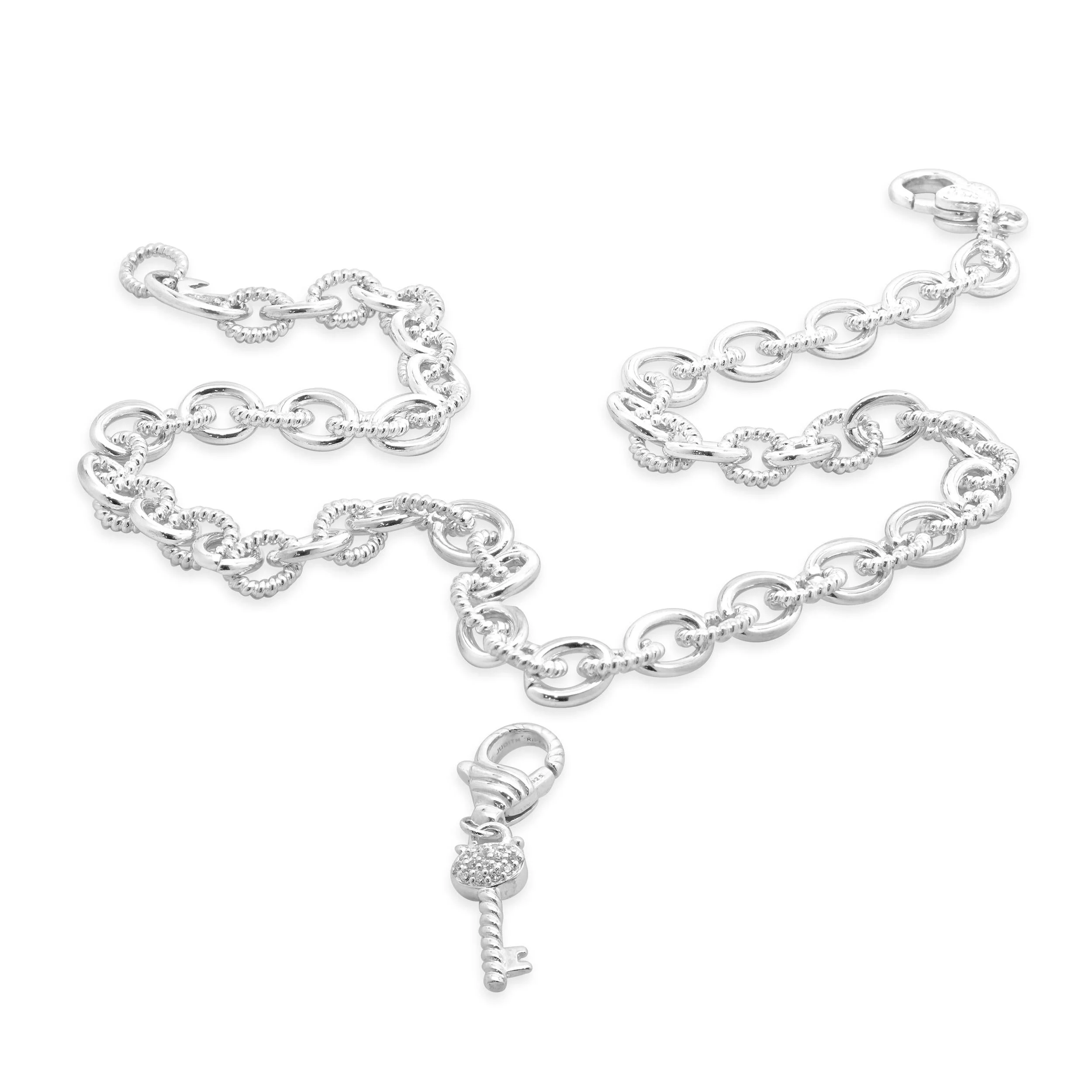 Judith Ripka Sterling Silver Clear Crystal Key to My Heart Necklace - Image 4