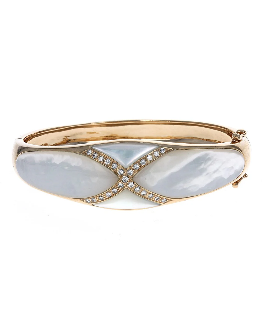 Kabana Mother of Pearl and Diamond Bangle Bracelet - Image 2