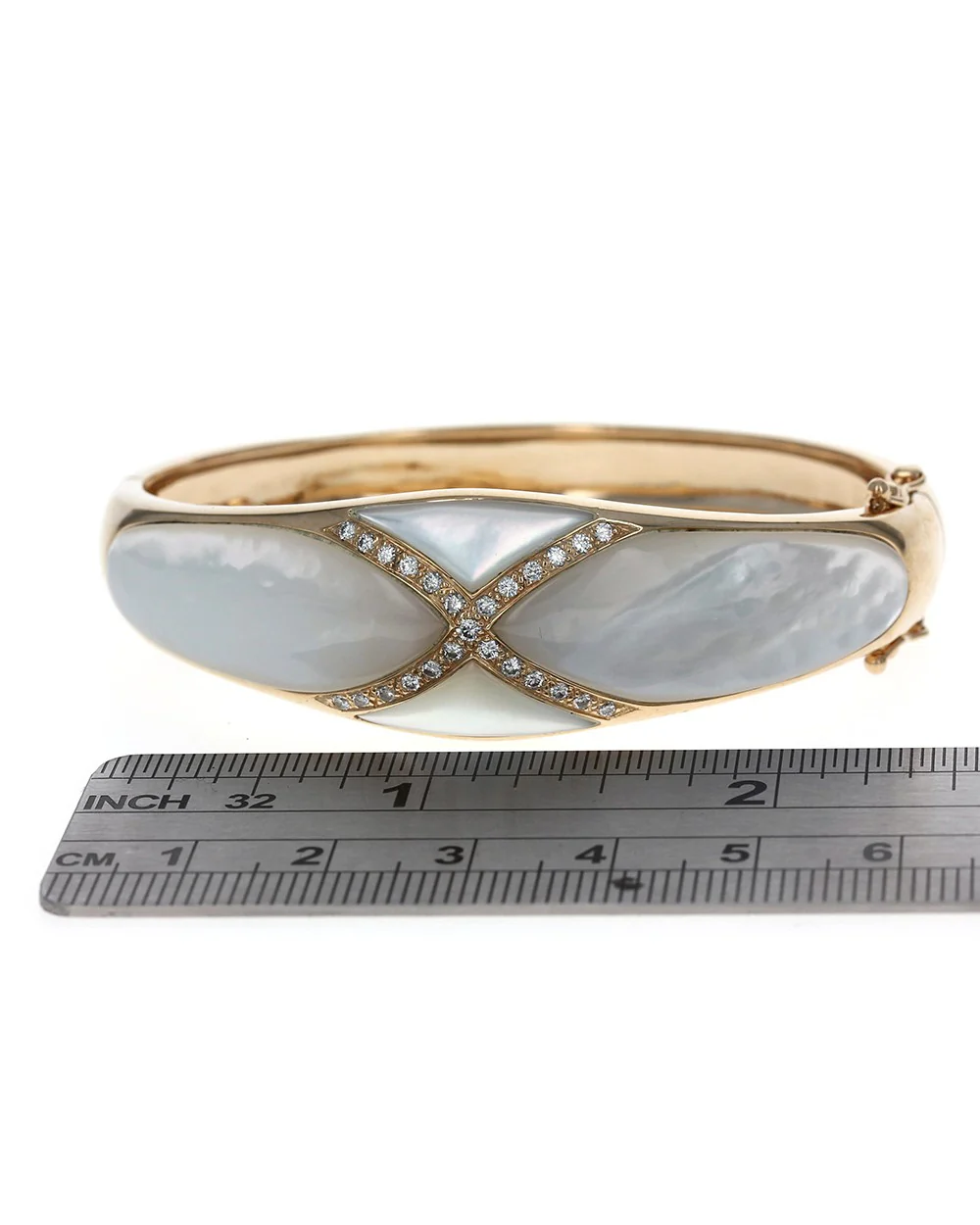 Kabana Mother of Pearl and Diamond Bangle Bracelet - Image 3