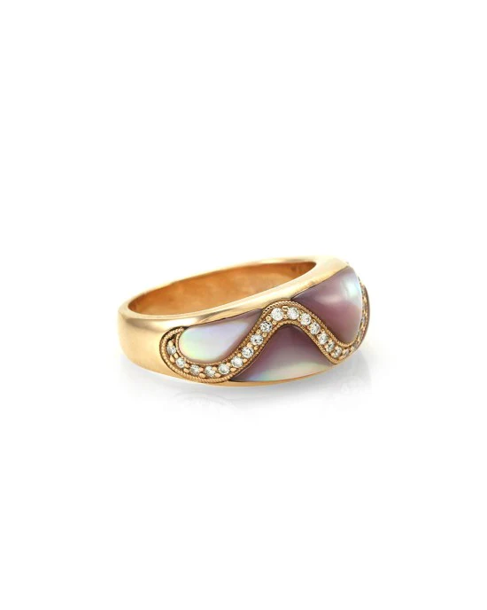 Kabana Mother-of-Pearl and Pave Diamond Ring in Gold - Image 2