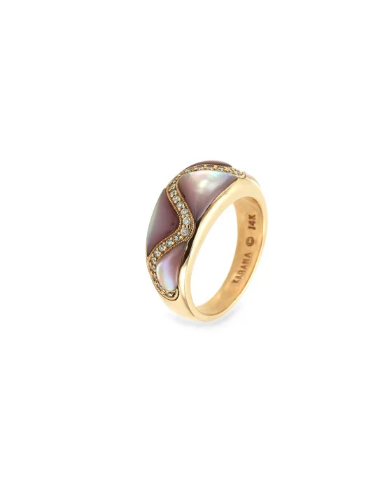 Kabana Mother-of-Pearl and Pave Diamond Ring in Gold - Image 5