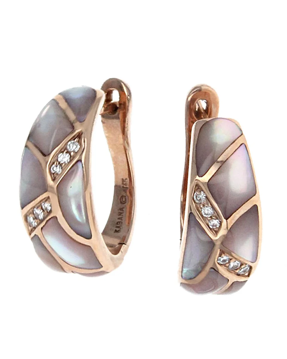 Kabana Mother of Pearl Inlay and Diamond Pave Earrings