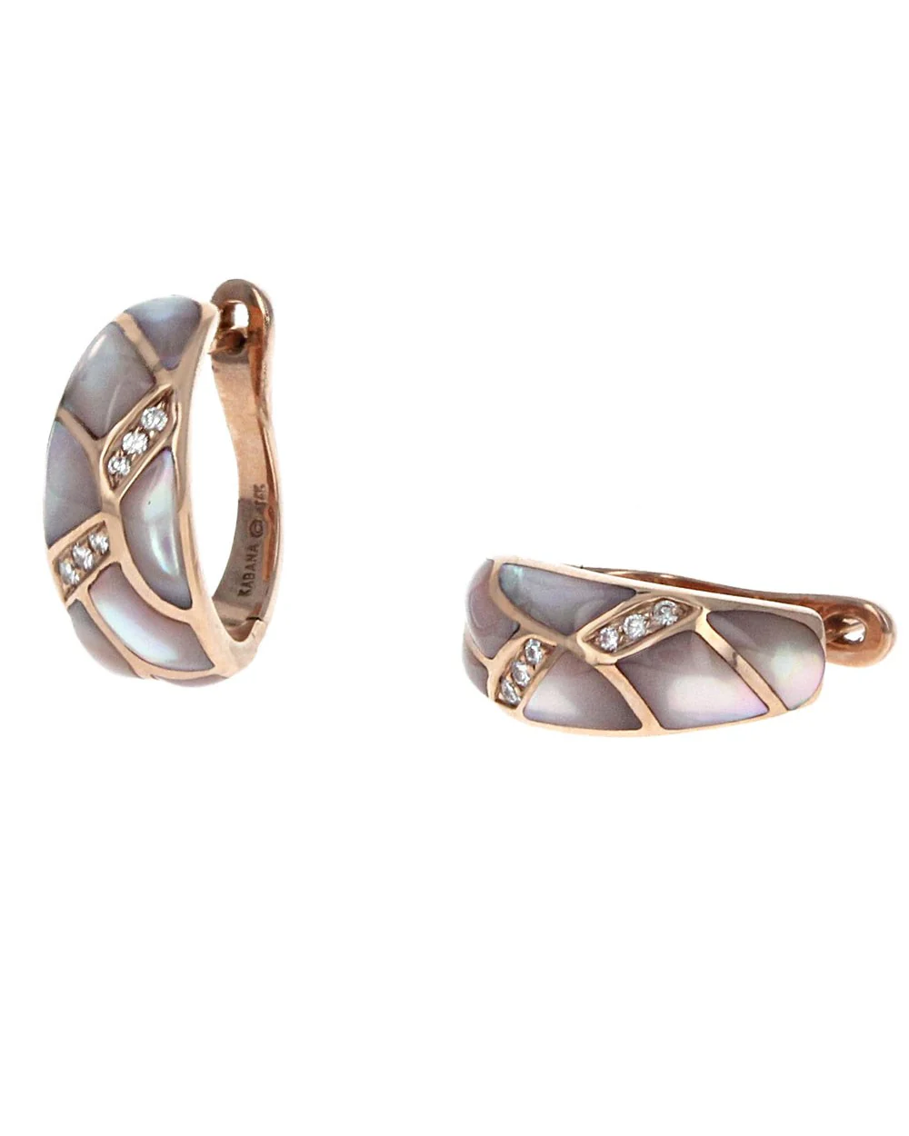 Kabana Mother of Pearl Inlay and Diamond Pave Earrings - Image 2