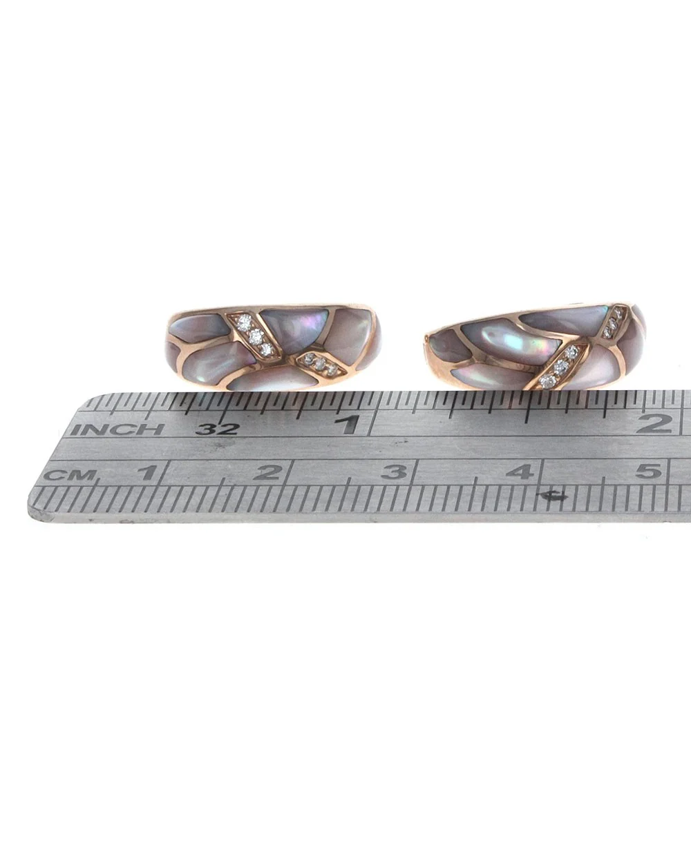 Kabana Mother of Pearl Inlay and Diamond Pave Earrings - Image 3