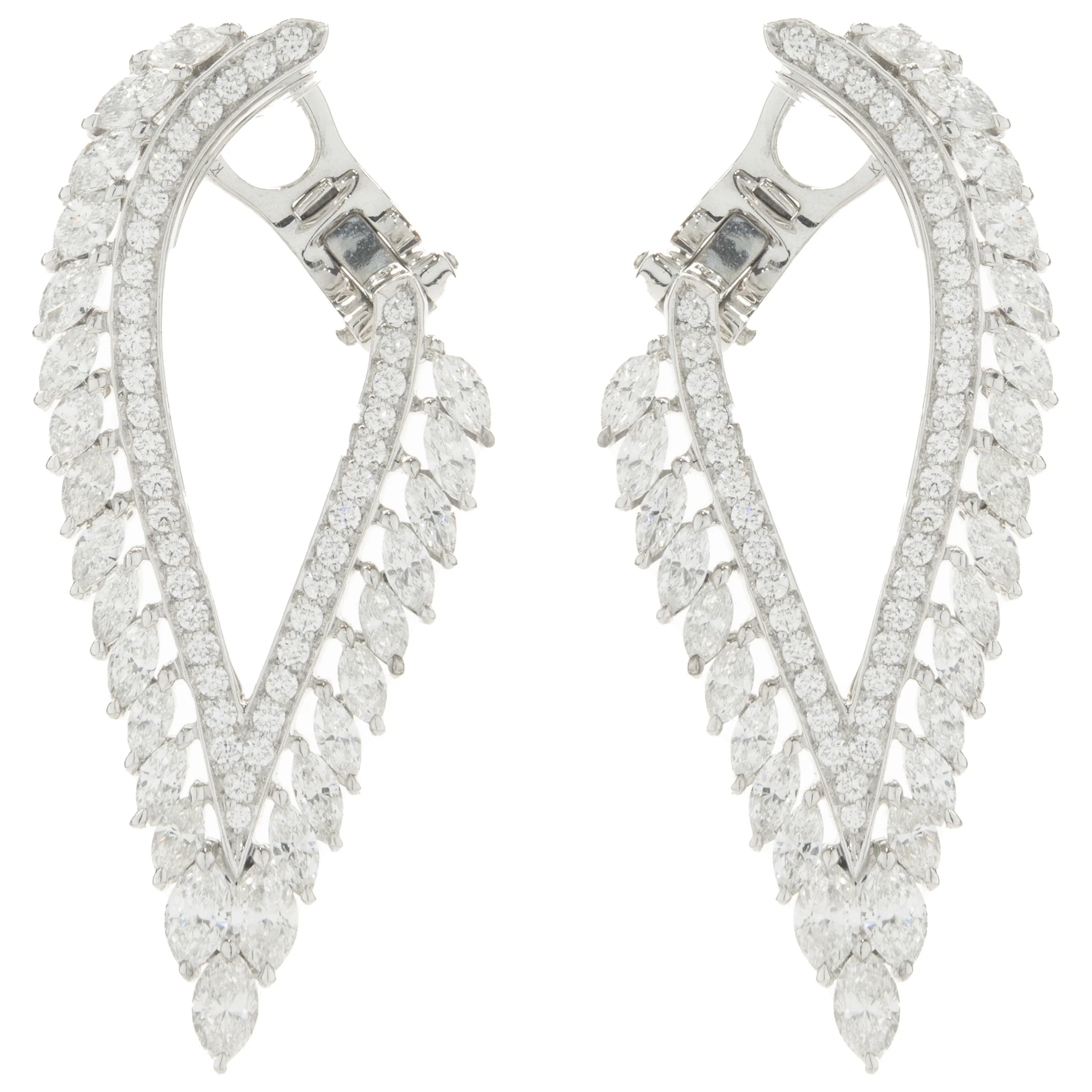 Kat Florence 18 Karat White Gold Diamond Wing Earrings