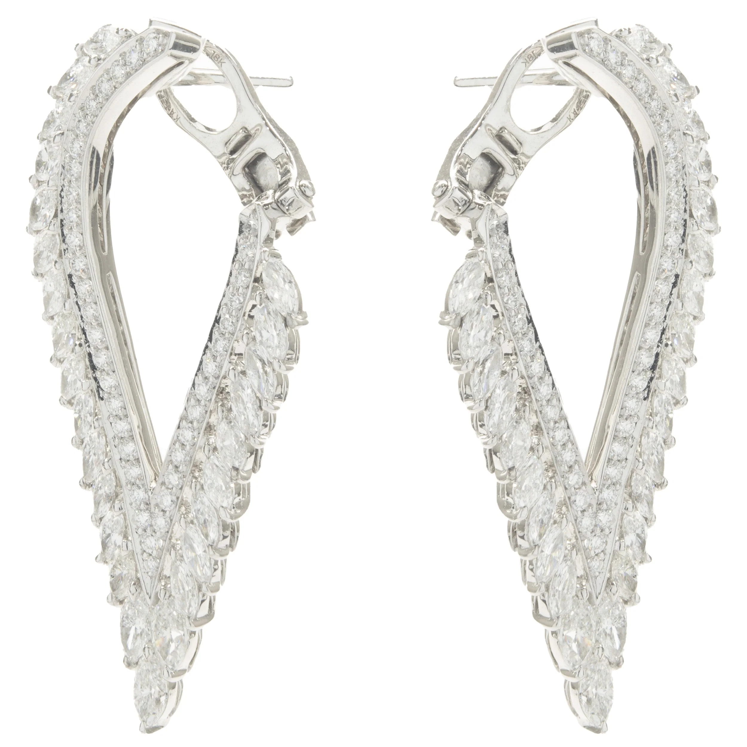 Kat Florence 18 Karat White Gold Diamond Wing Earrings - Image 3