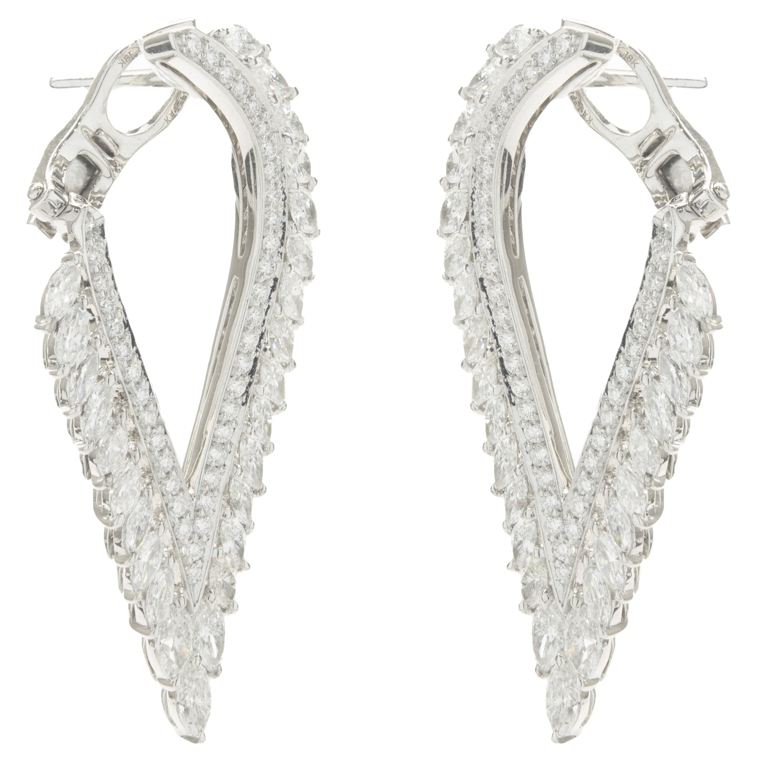 Kat Florence 18 Karat White Gold Diamond Wing Earrings - Image 4