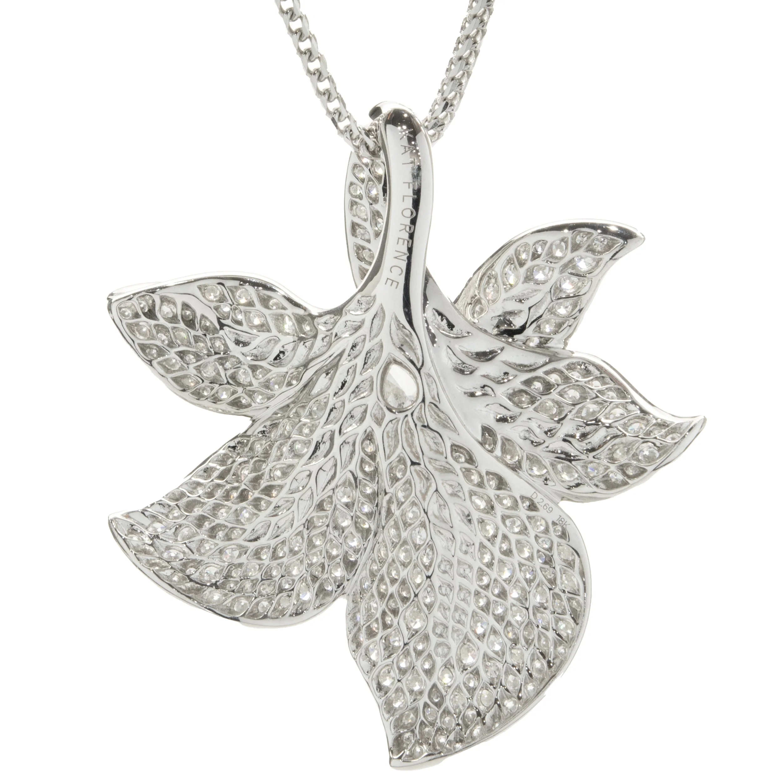 Kat Florence 18 Karat White Gold Pave Diamond Orchid Necklace - Image 2