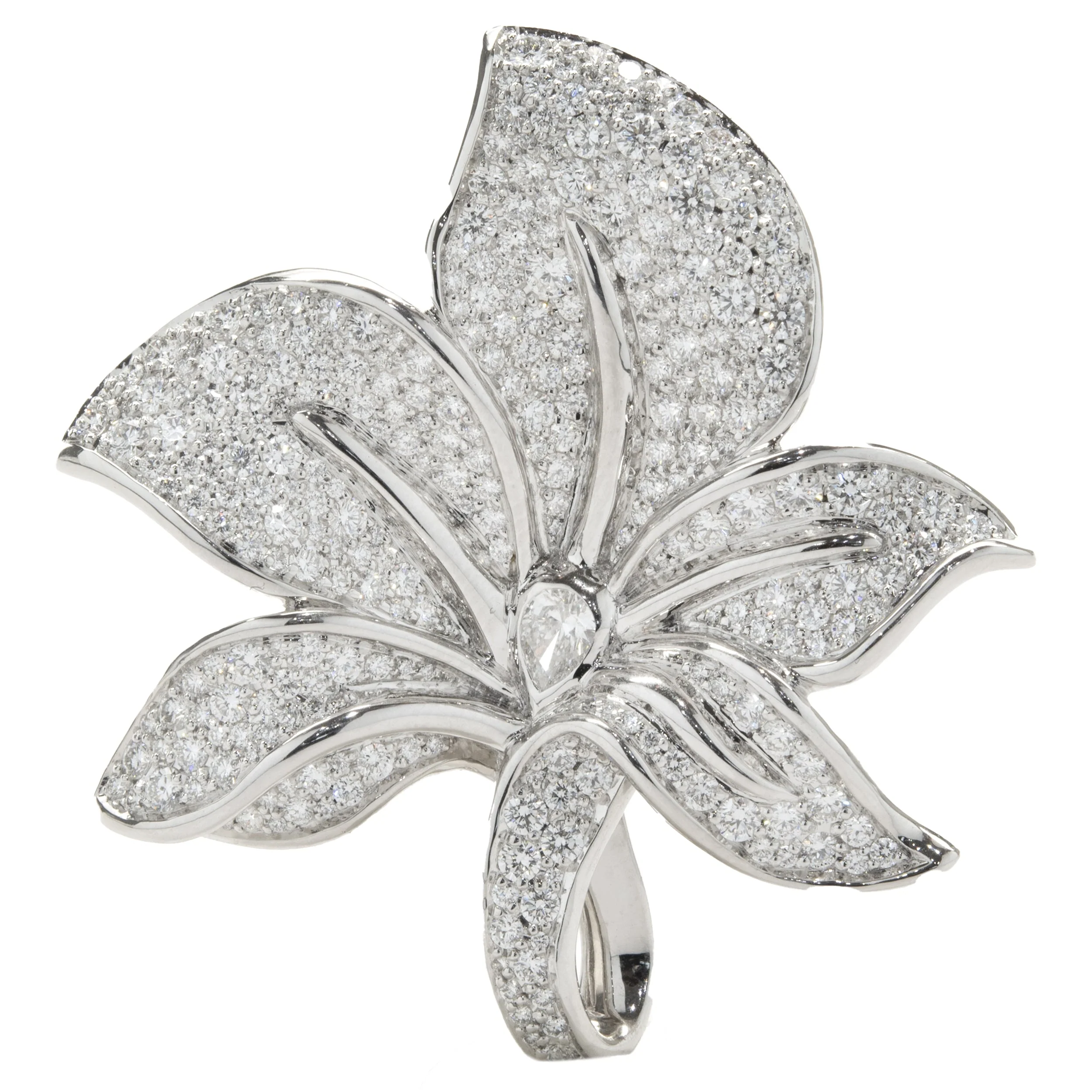 Kat Florence 18 Karat White Gold Pave Diamond Orchid Necklace - Image 4