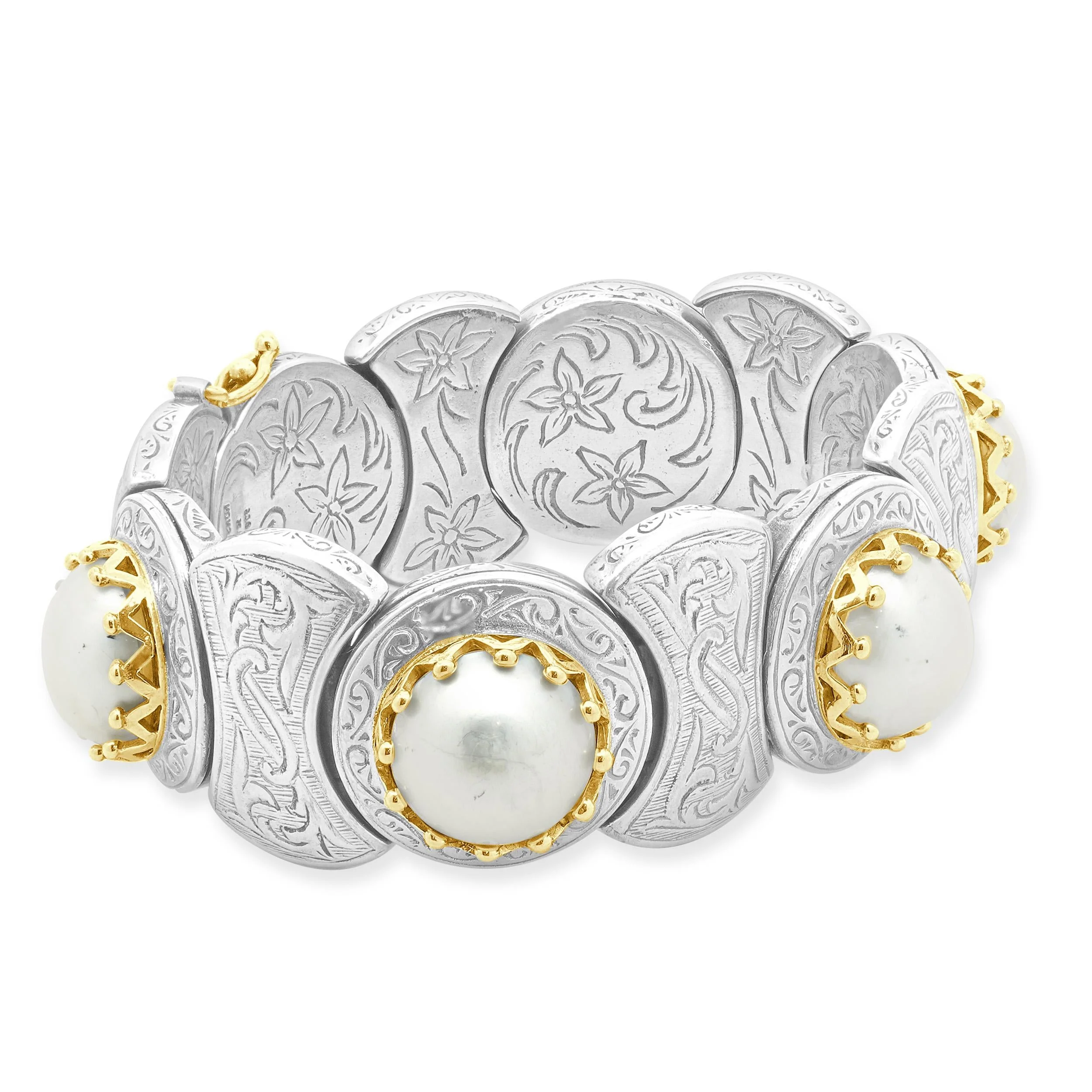Konstantino Sterling Silver & 18 Karat Yellow Gold Mabe Pearl Bracelet - Image 3