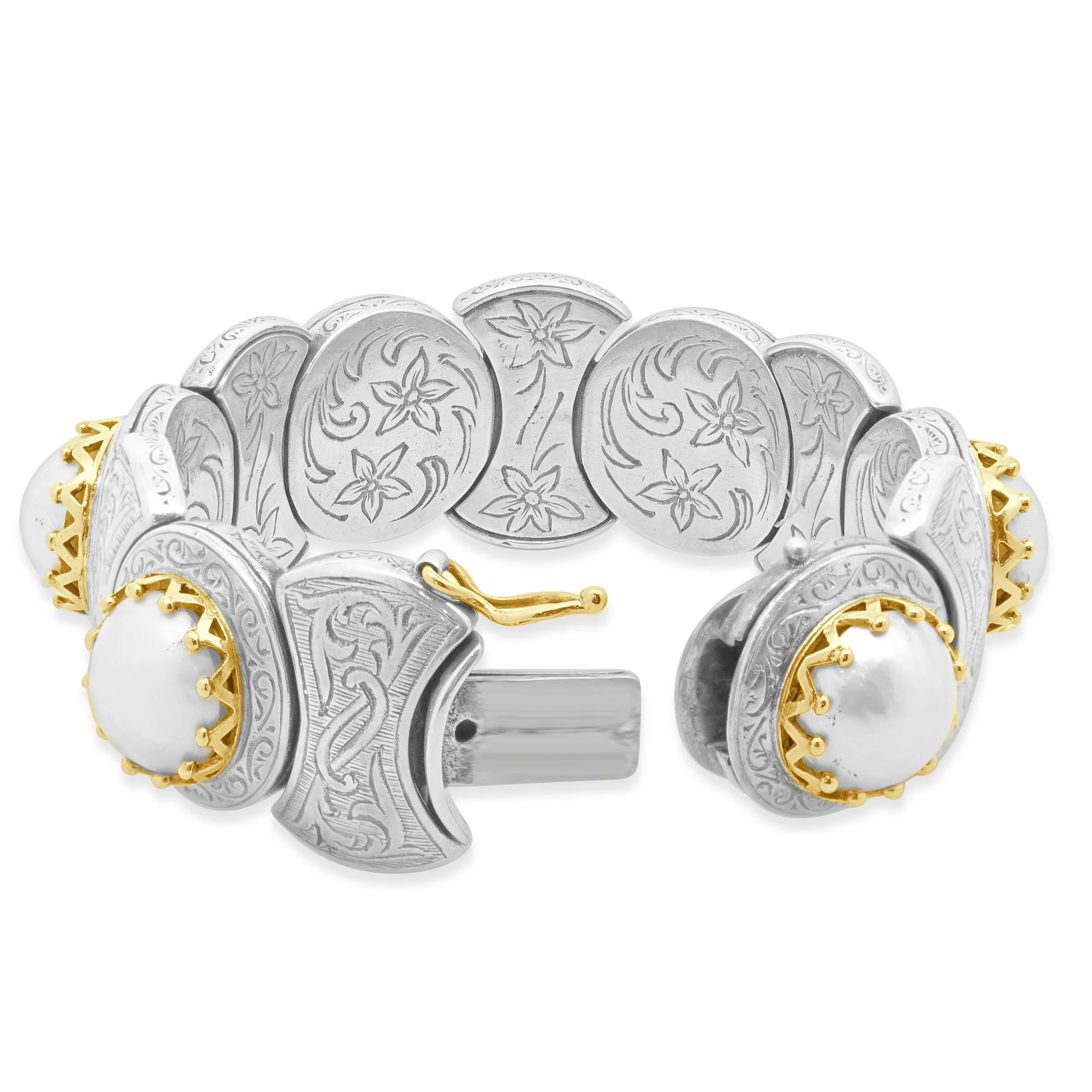 Konstantino Sterling Silver & 18 Karat Yellow Gold Mabe Pearl Bracelet - Image 4
