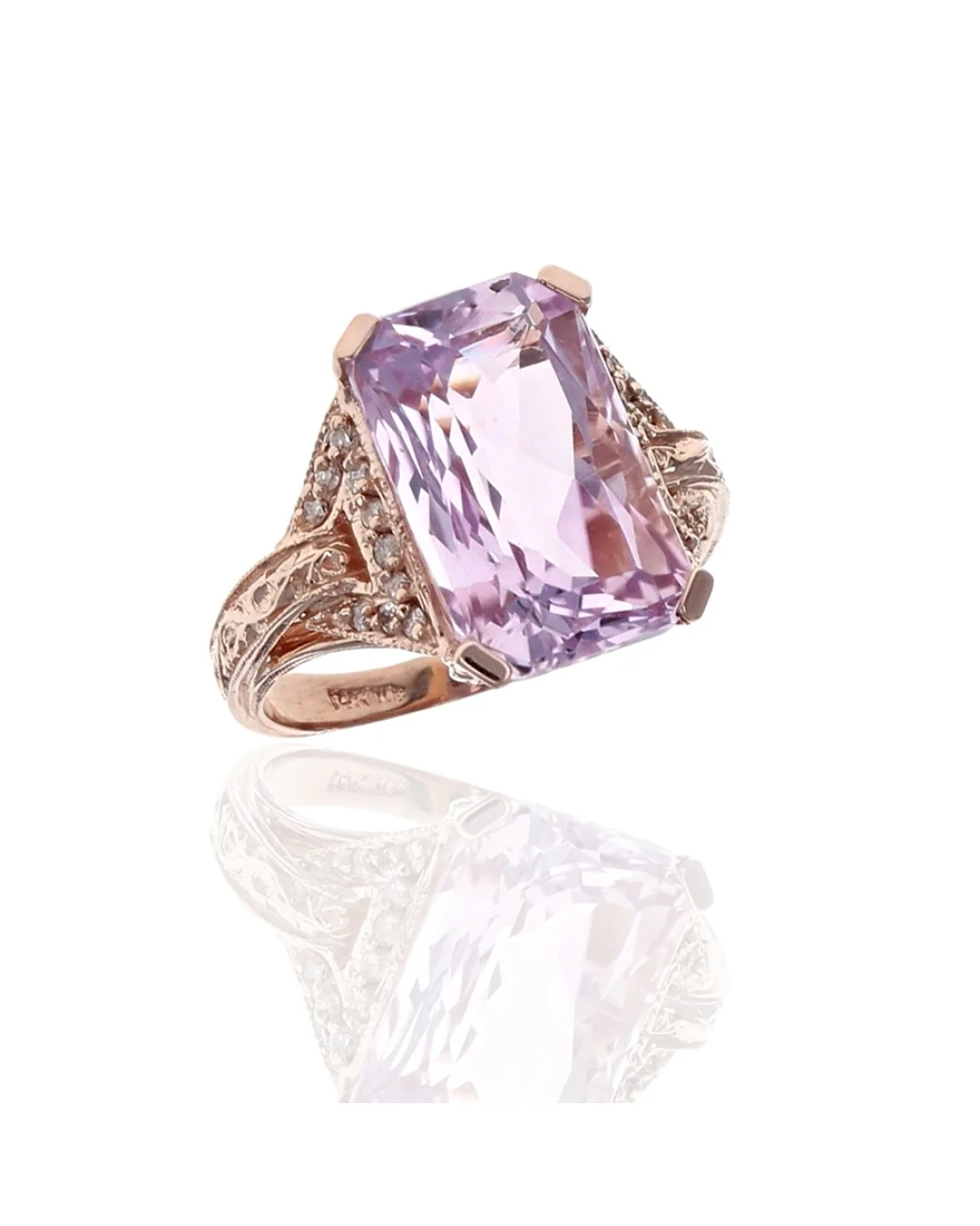 Kunzite and Diamond Accent Ring in Rose Gold