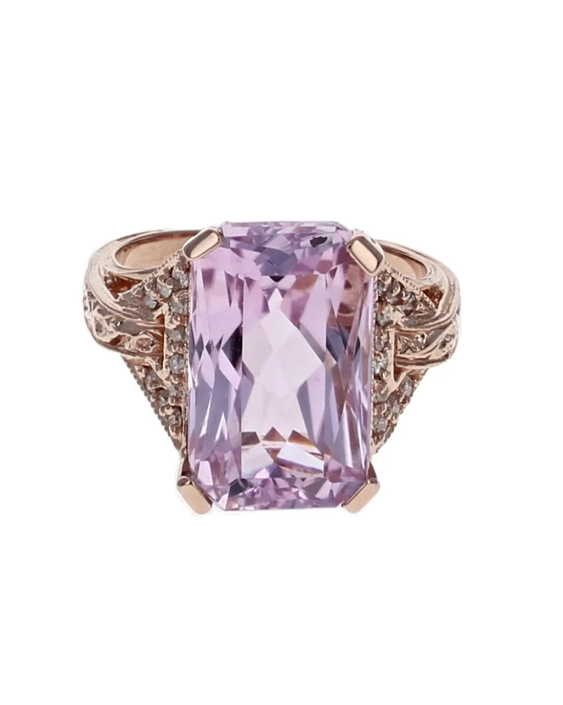 Kunzite and Diamond Accent Ring in Rose Gold - Image 2