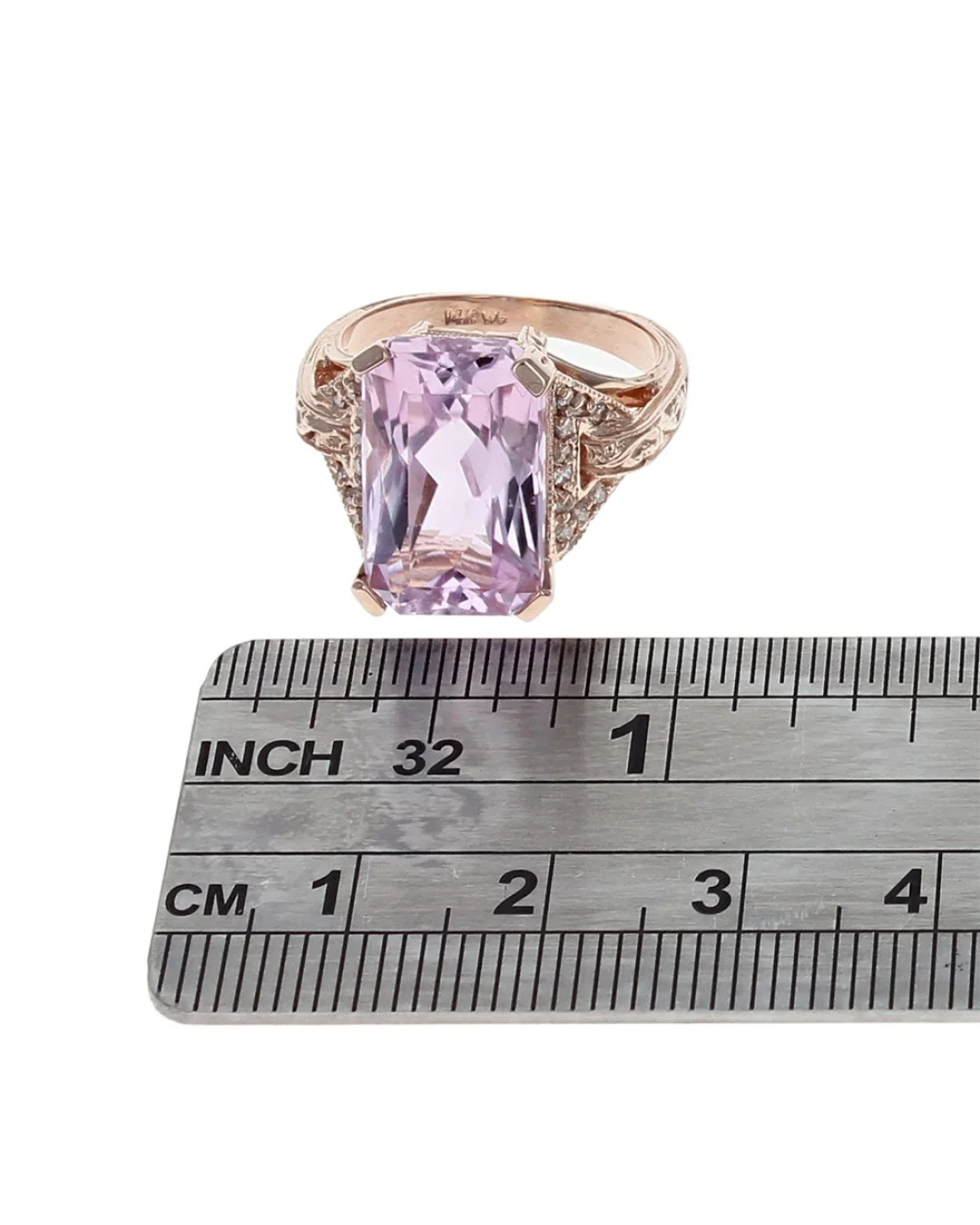 Kunzite and Diamond Accent Ring in Rose Gold - Image 3