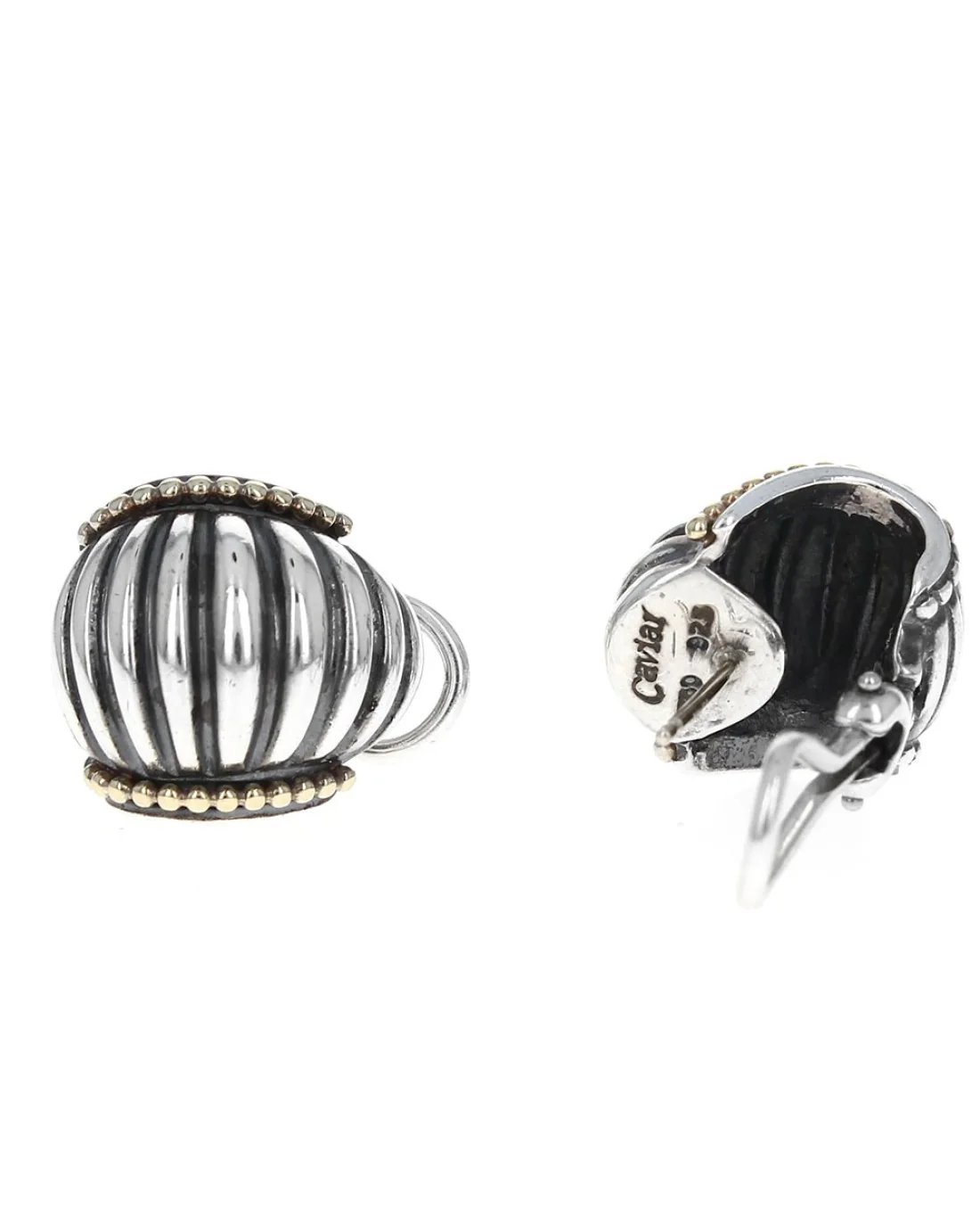 Lagos Caviar Shrimp Earrings in Silver and Gold - Image 2