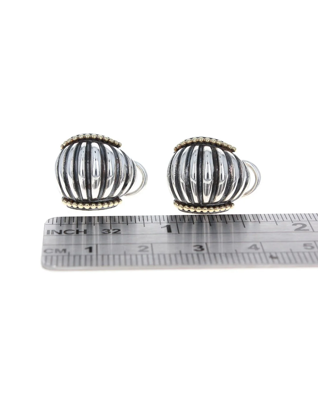 Lagos Caviar Shrimp Earrings in Silver and Gold - Image 3