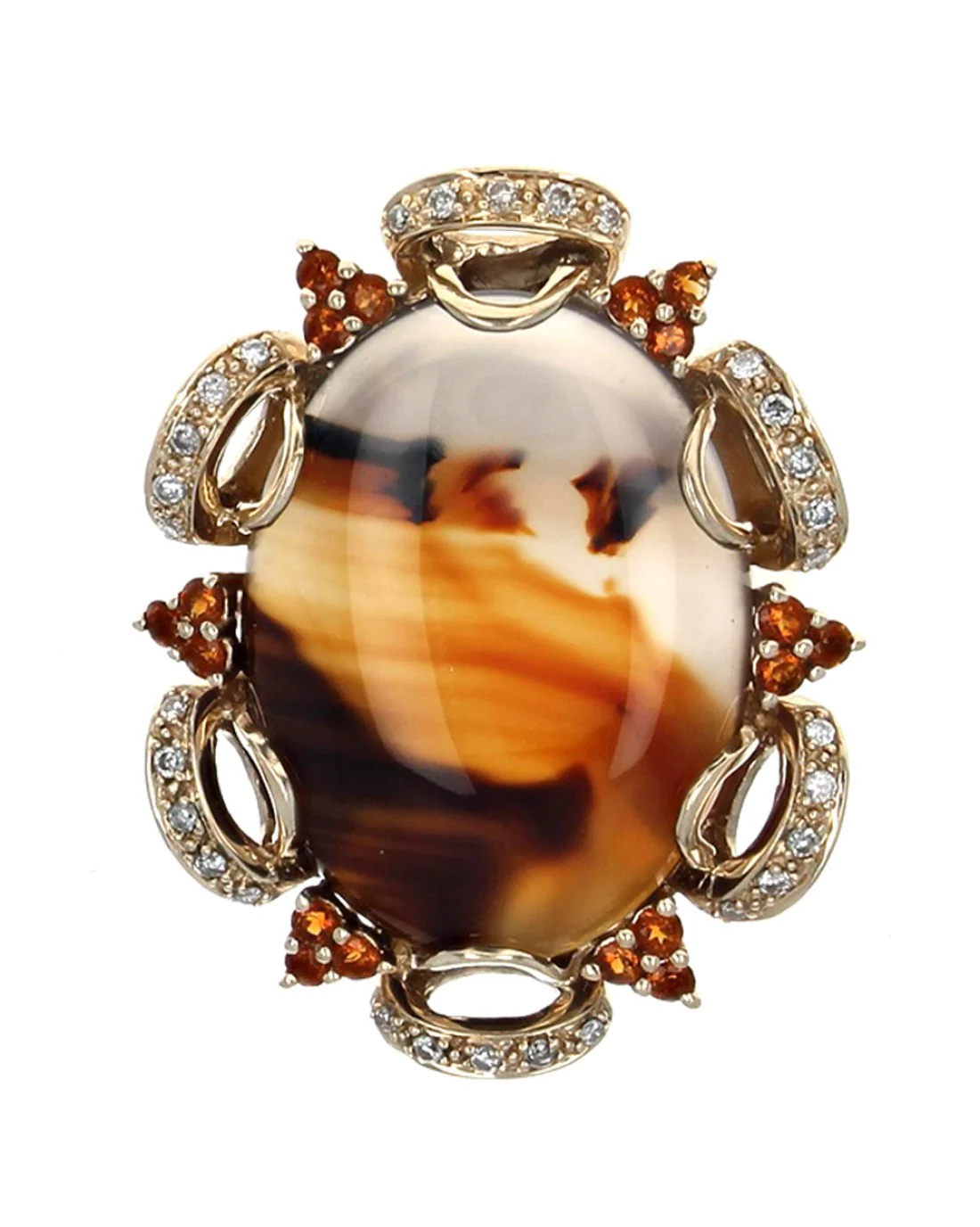 Landscape Agate, Garnet and Diamond Statement Ring - Image 2