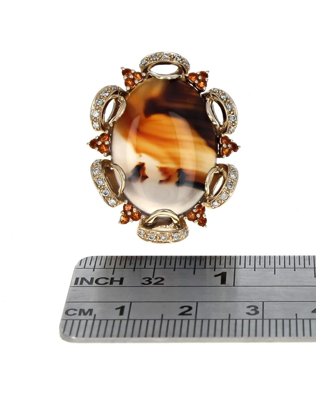 Landscape Agate, Garnet and Diamond Statement Ring - Image 3