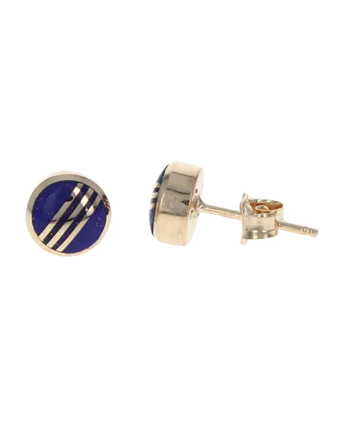 Lapis Stud Earrings in Gold - Image 2