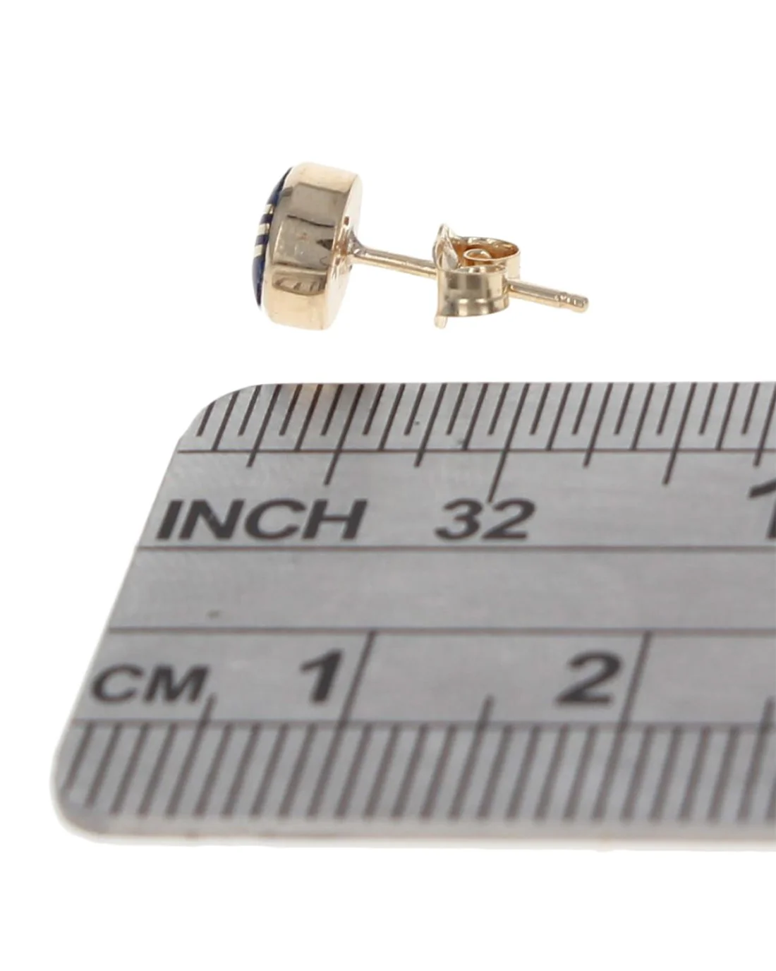 Lapis Stud Earrings in Gold - Image 3