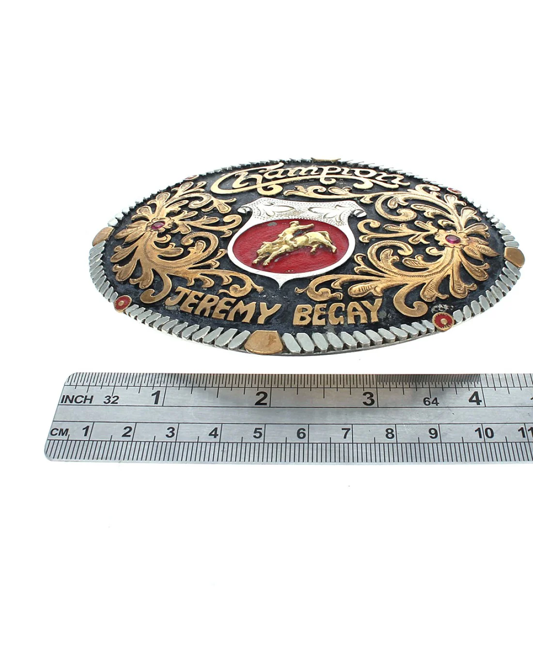 Large Morongo H. Boyd Sterling Silver Gold Overlay Rodeo Champion Buckle - Image 3