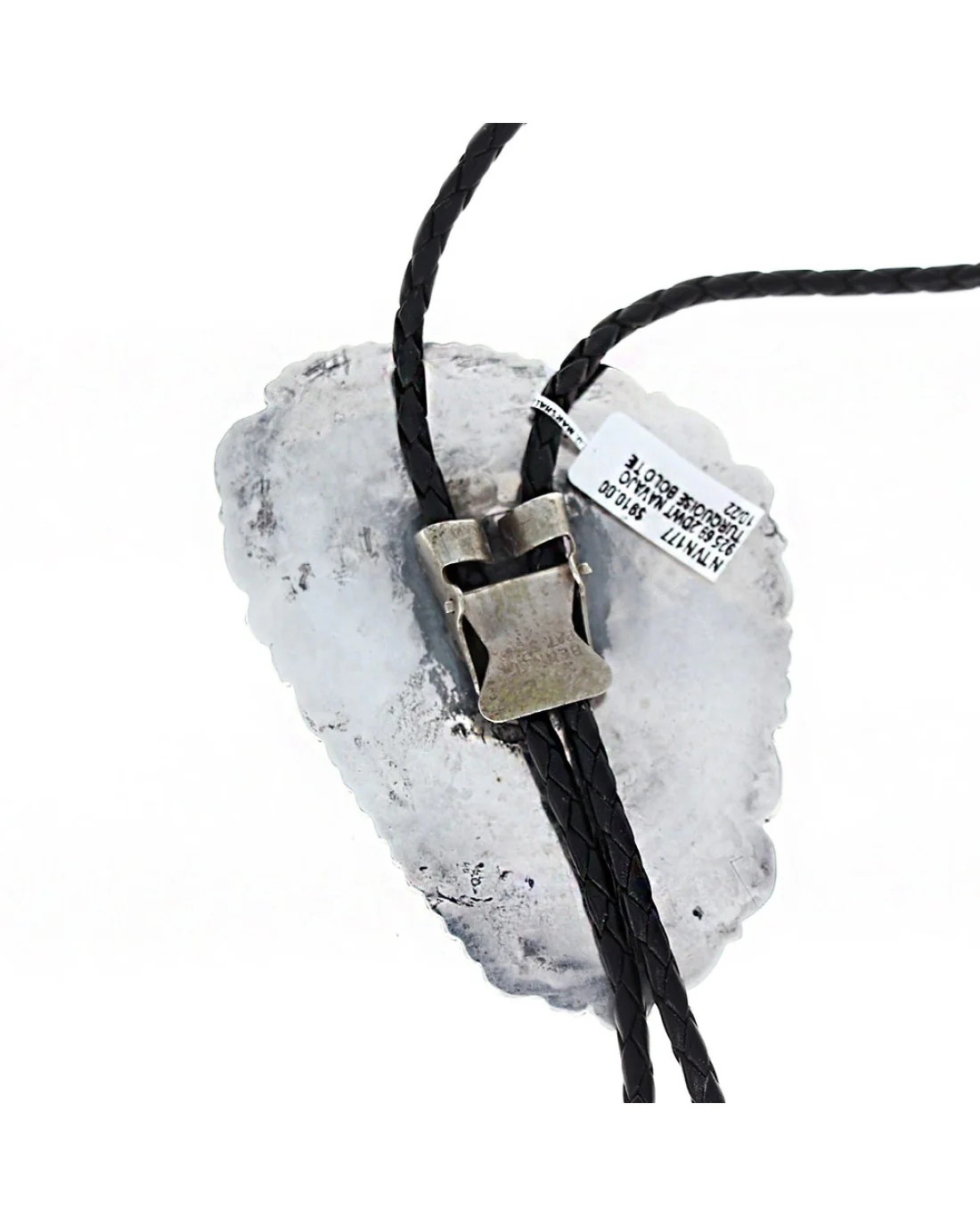 Large Navajo Sterling Silver & Turquoise Bolo Tie - Image 2