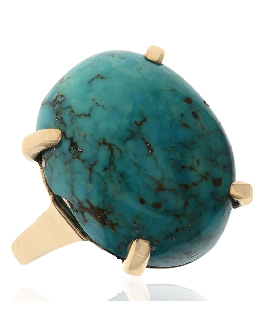 Large Oval Turquoise Ring in Yellow Gold