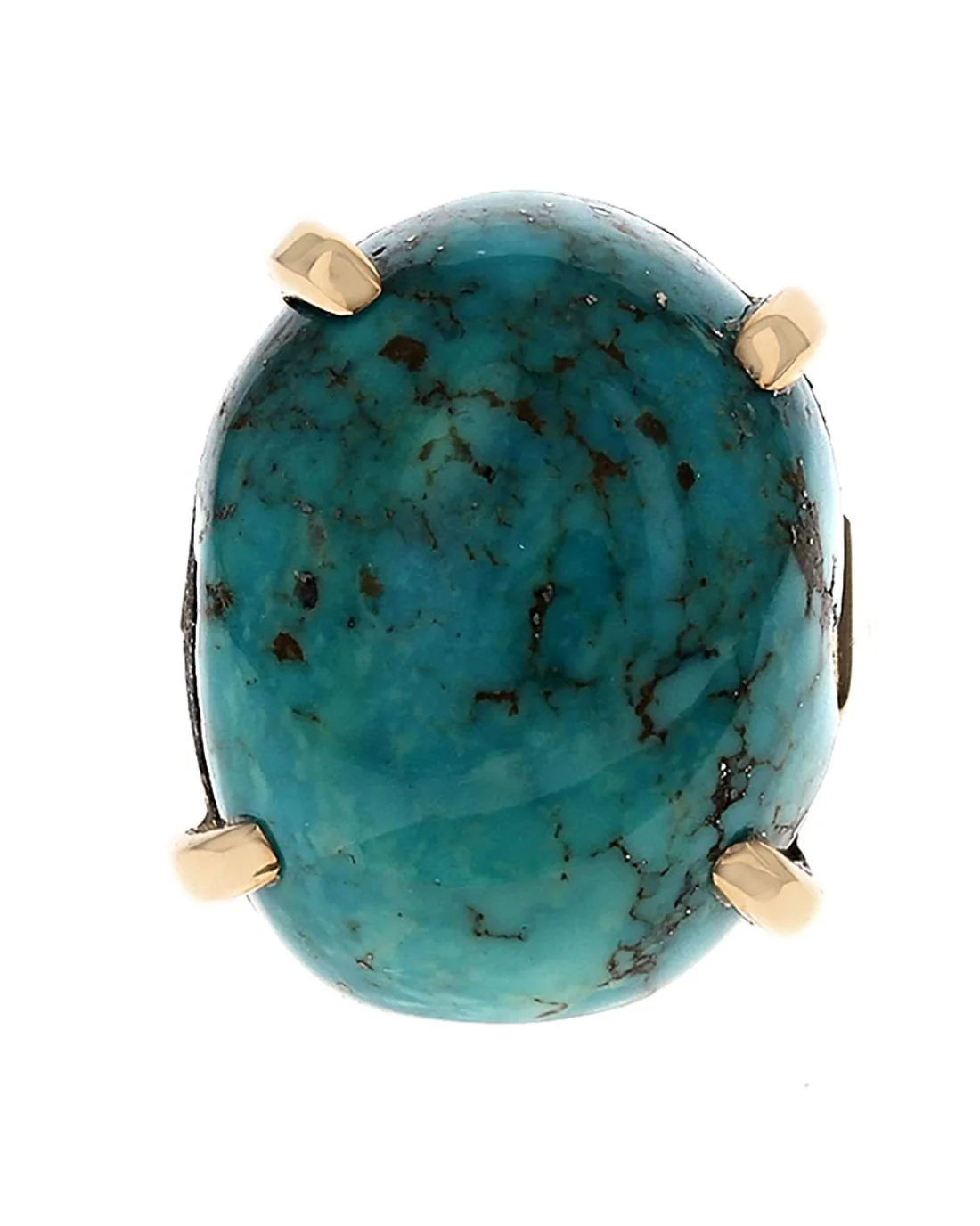 Large Oval Turquoise Ring in Yellow Gold - Image 2