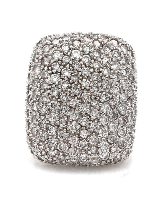 Large Pillow Top Pave Diamond Fashion Ring in 14k White Gold - Image 2
