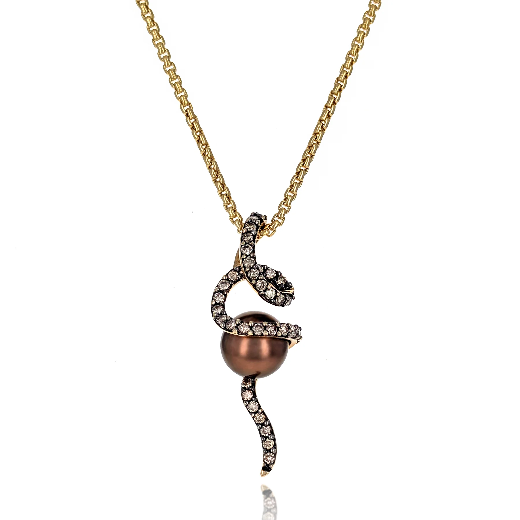 Le Vian 14K Yellow Gold Brown Pearl & Chocolate Diamond Pendant Necklace