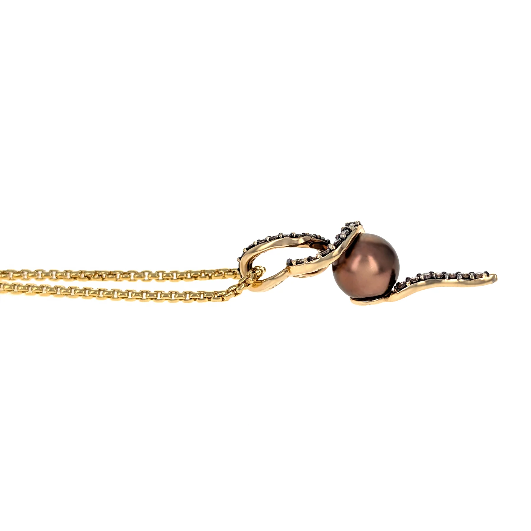 Le Vian 14K Yellow Gold Brown Pearl & Chocolate Diamond Pendant Necklace - Image 4