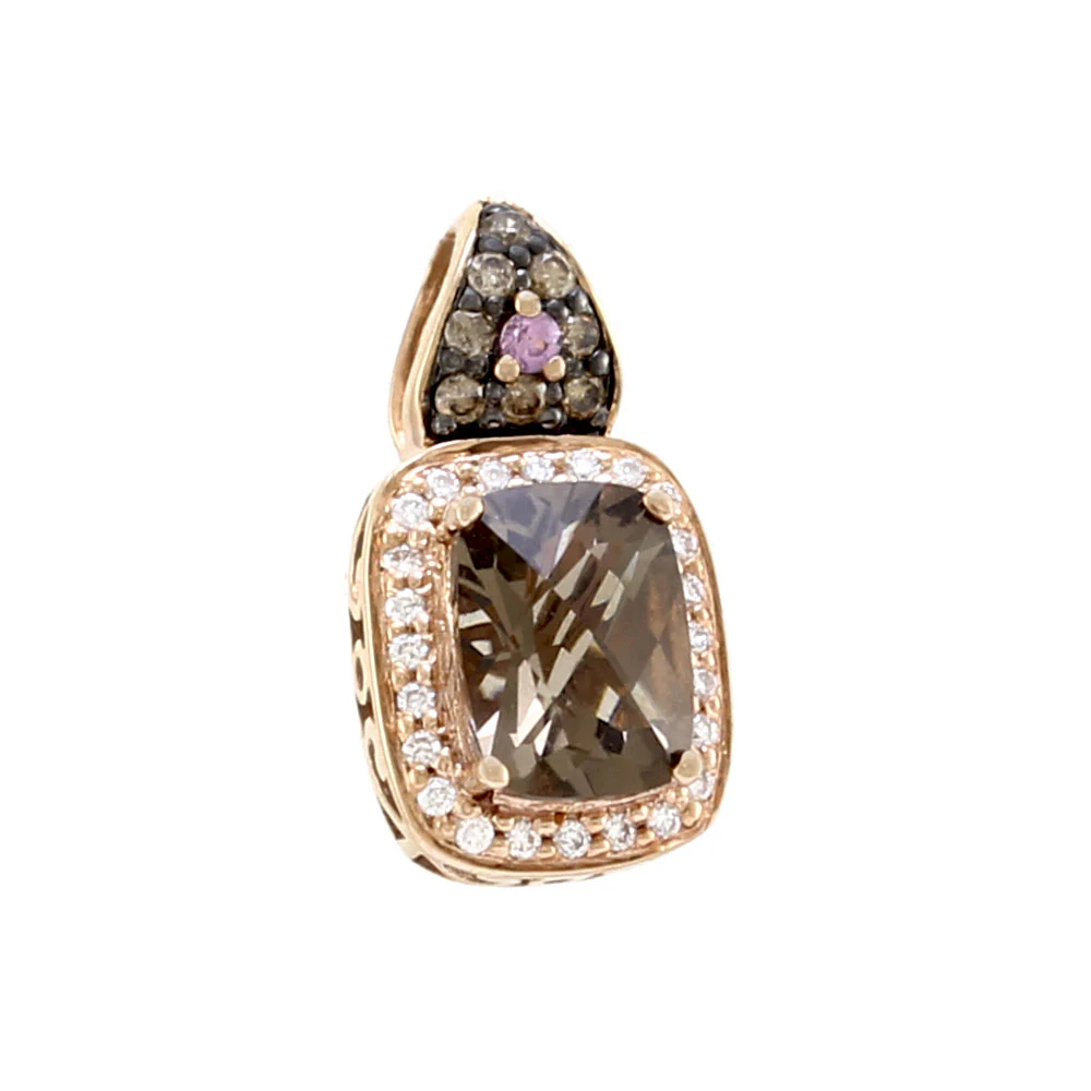 Le Vian Chocolate Quartz and Diamond Drop Pendant - Image 2