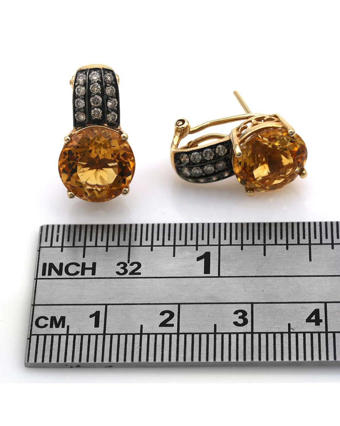 Le Vian Citrine and Diamond Antiqued Earrings - Image 3