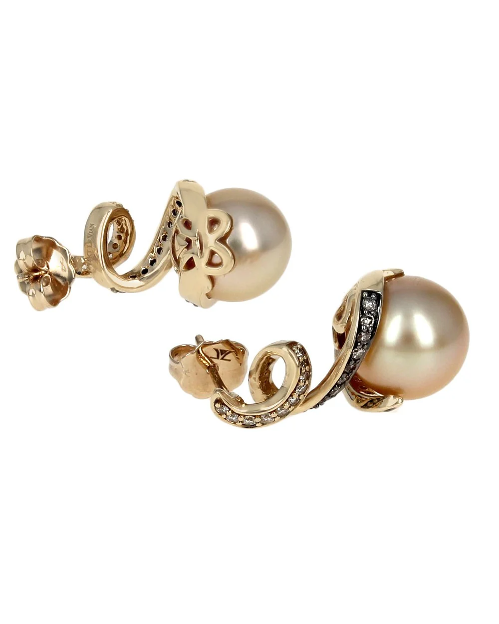 Le Vian Golden South Sea Pearl and Diamond Drop Earrings - Image 2