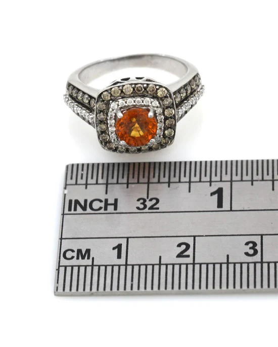 Le Vian Orange Sapphire and Diamond Halo Ring - Image 3