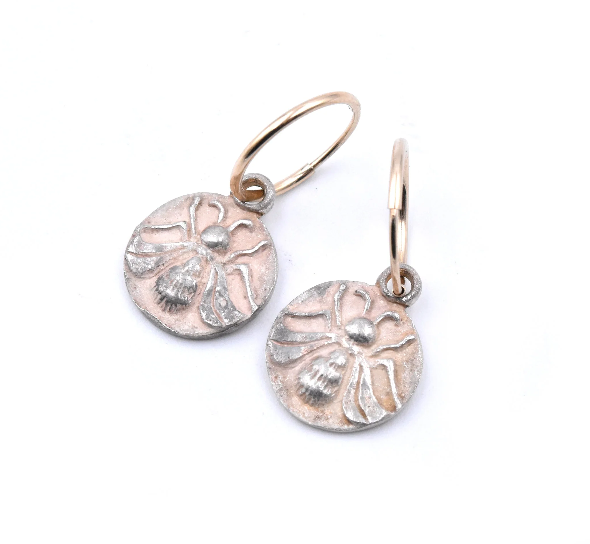 Lee Brevard 14 Karat Yellow Gold and Sterling Silver Fly Huggie Hoop Earrings - Image 2
