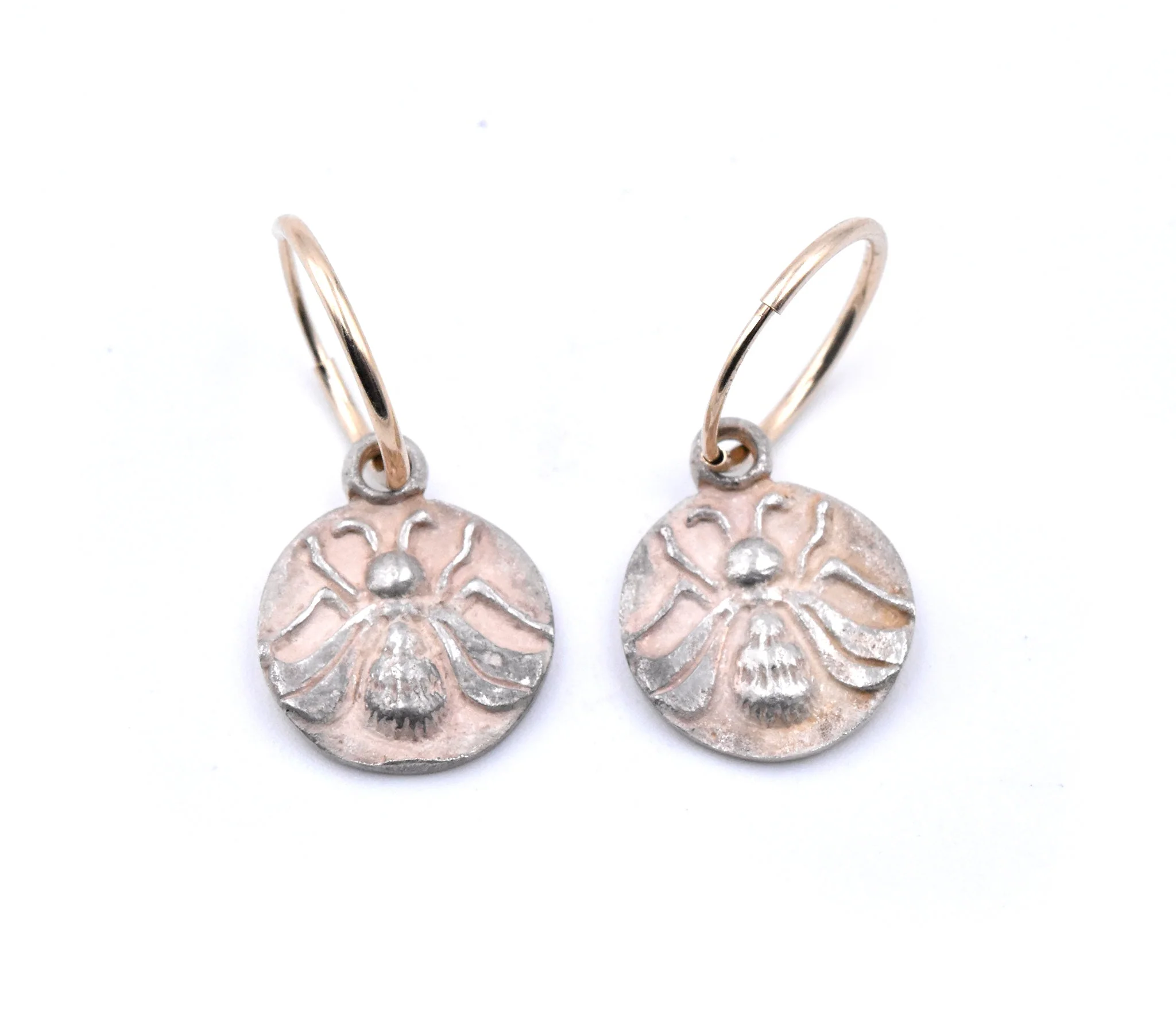 Lee Brevard 14 Karat Yellow Gold and Sterling Silver Fly Huggie Hoop Earrings - Image 3
