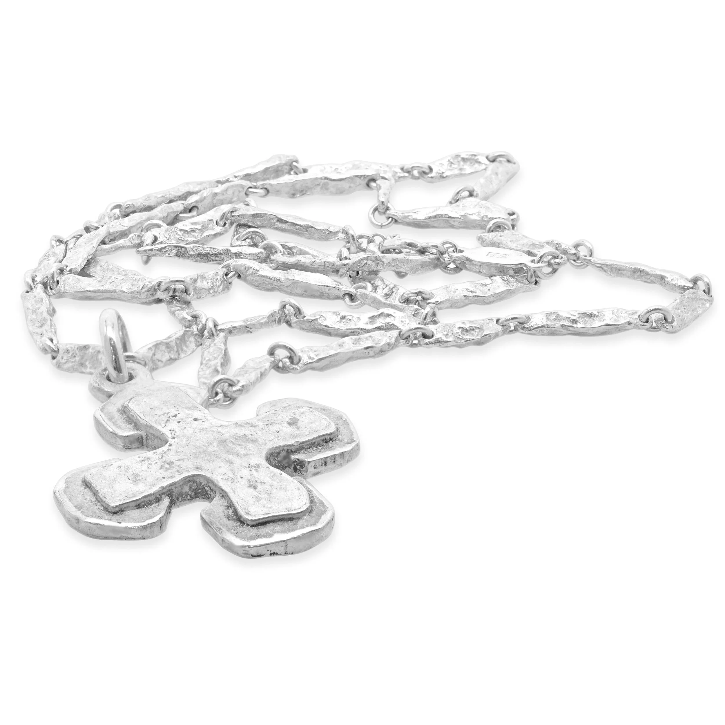 Lee Brevard Sterling Silver Large Palm Cross Necklace - Image 4