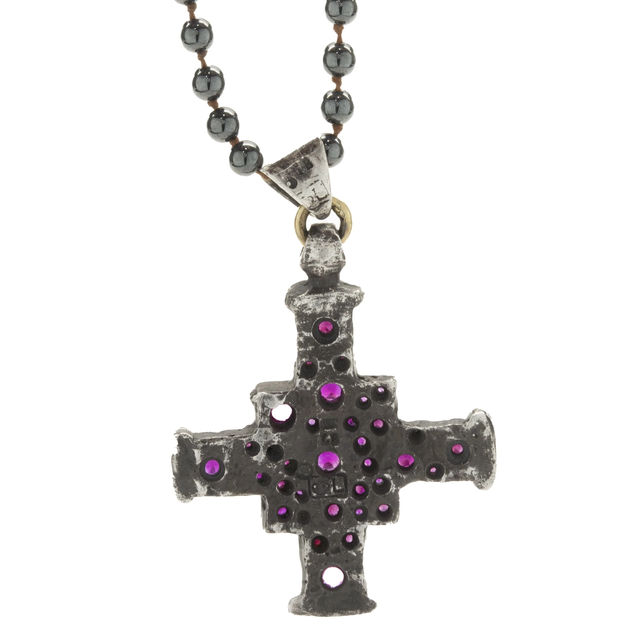 Lee Brevard Sterling Silver Smoky Topaz and Hematite Maltese Cross Necklace - Image 2