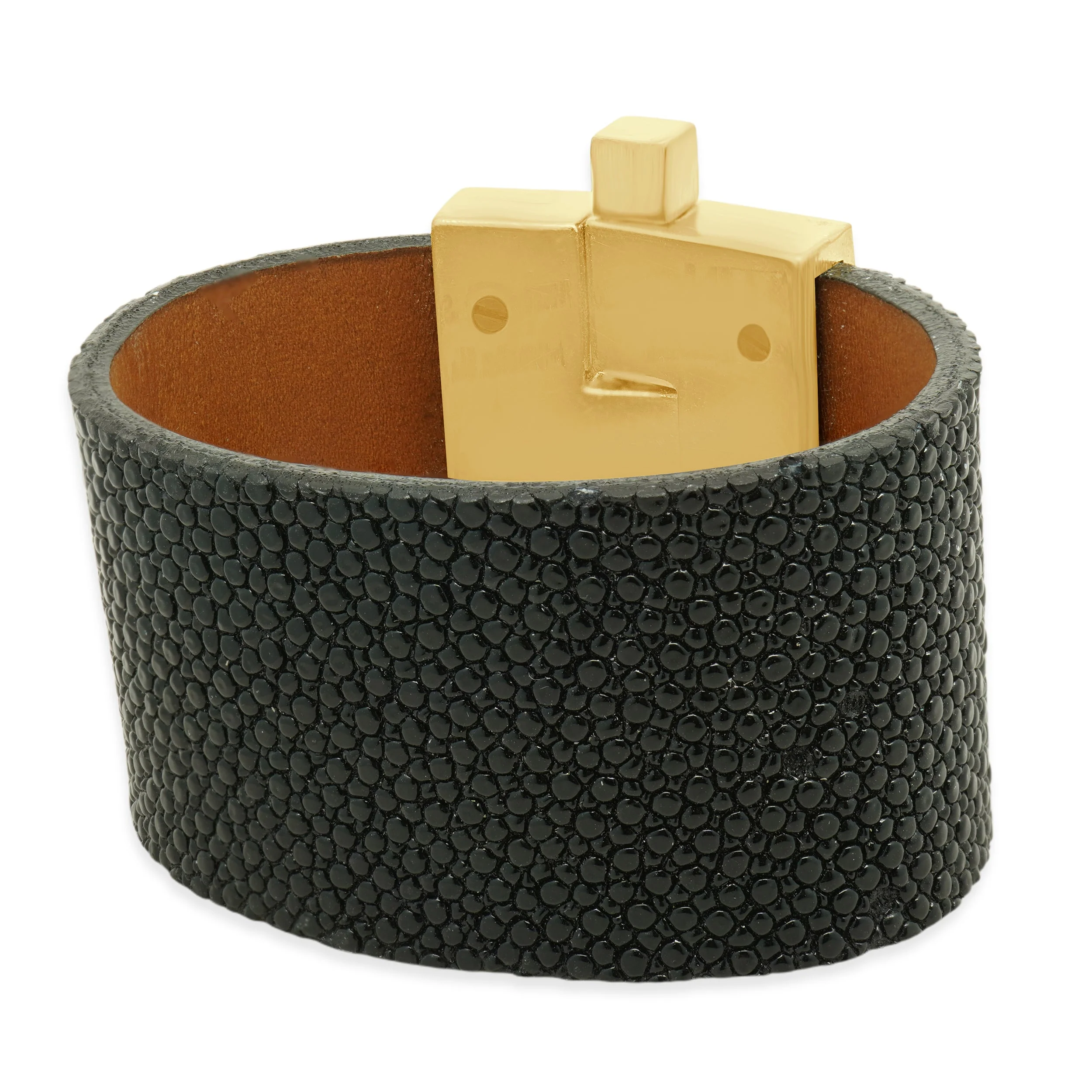 Leighelena Handmade Wide Black Stingray Jigsaw Cuff with Aluminum Alloy Buckle - Image 3