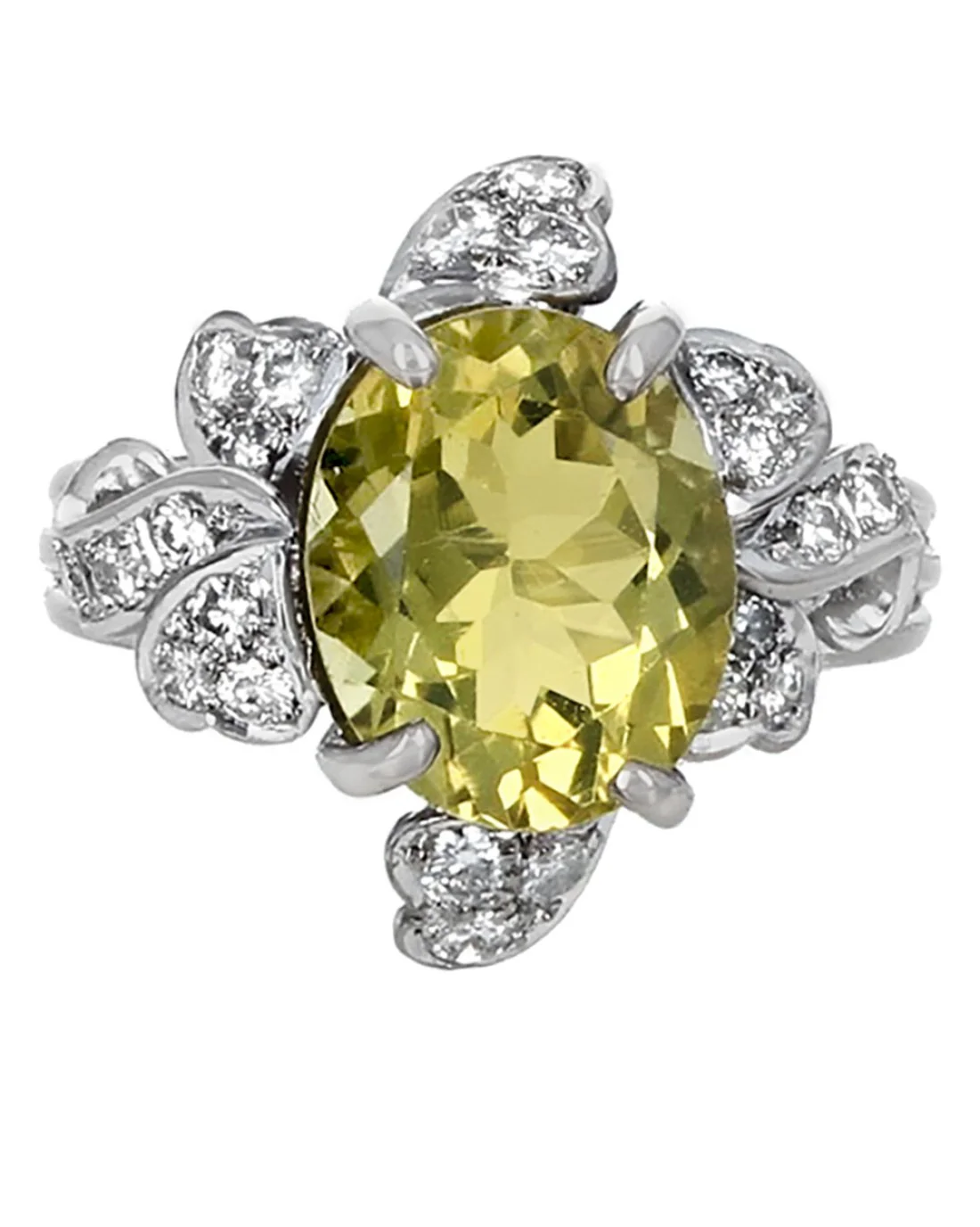 Lemon Quartz and Diamond Flower Ring - Image 2