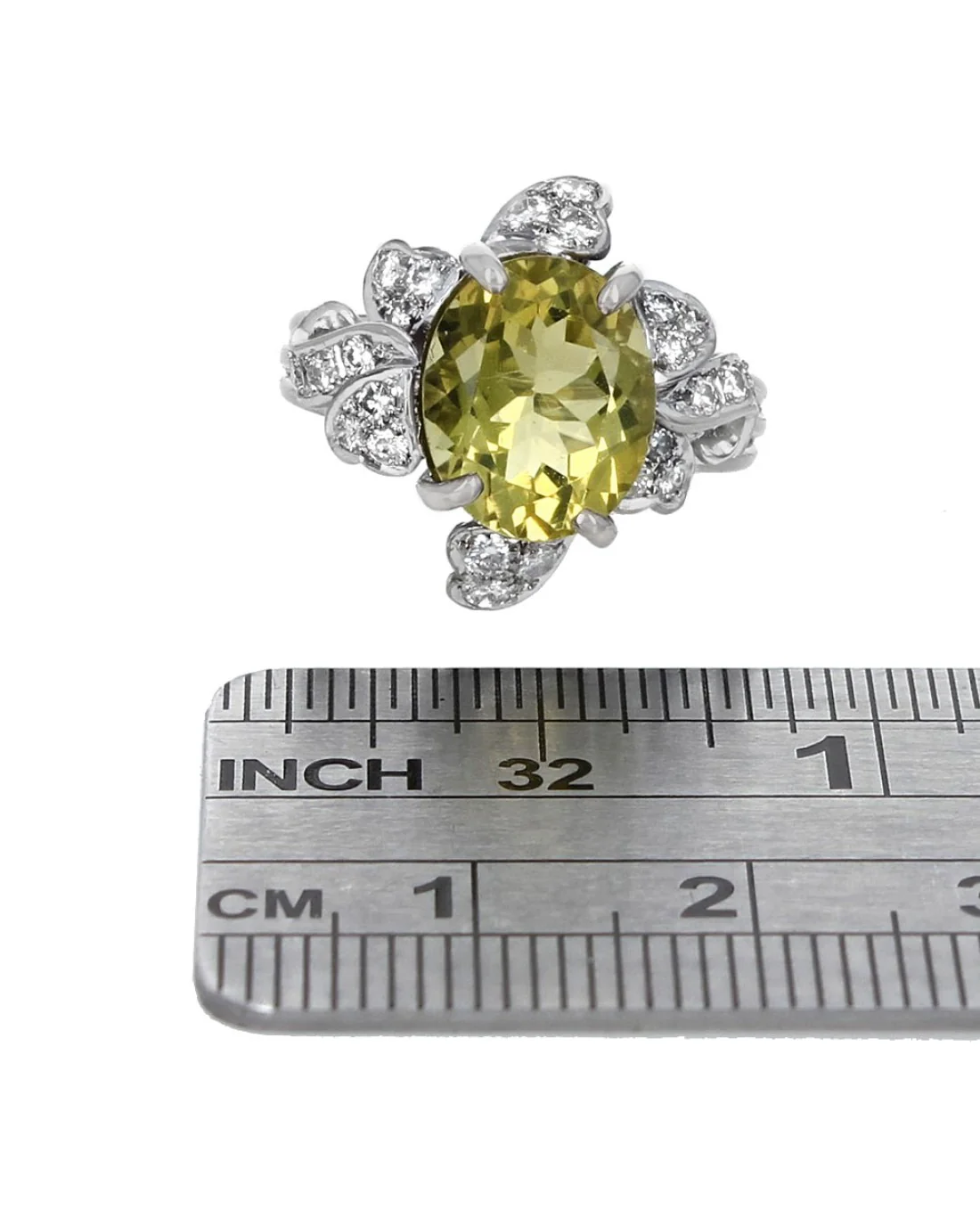 Lemon Quartz and Diamond Flower Ring - Image 3