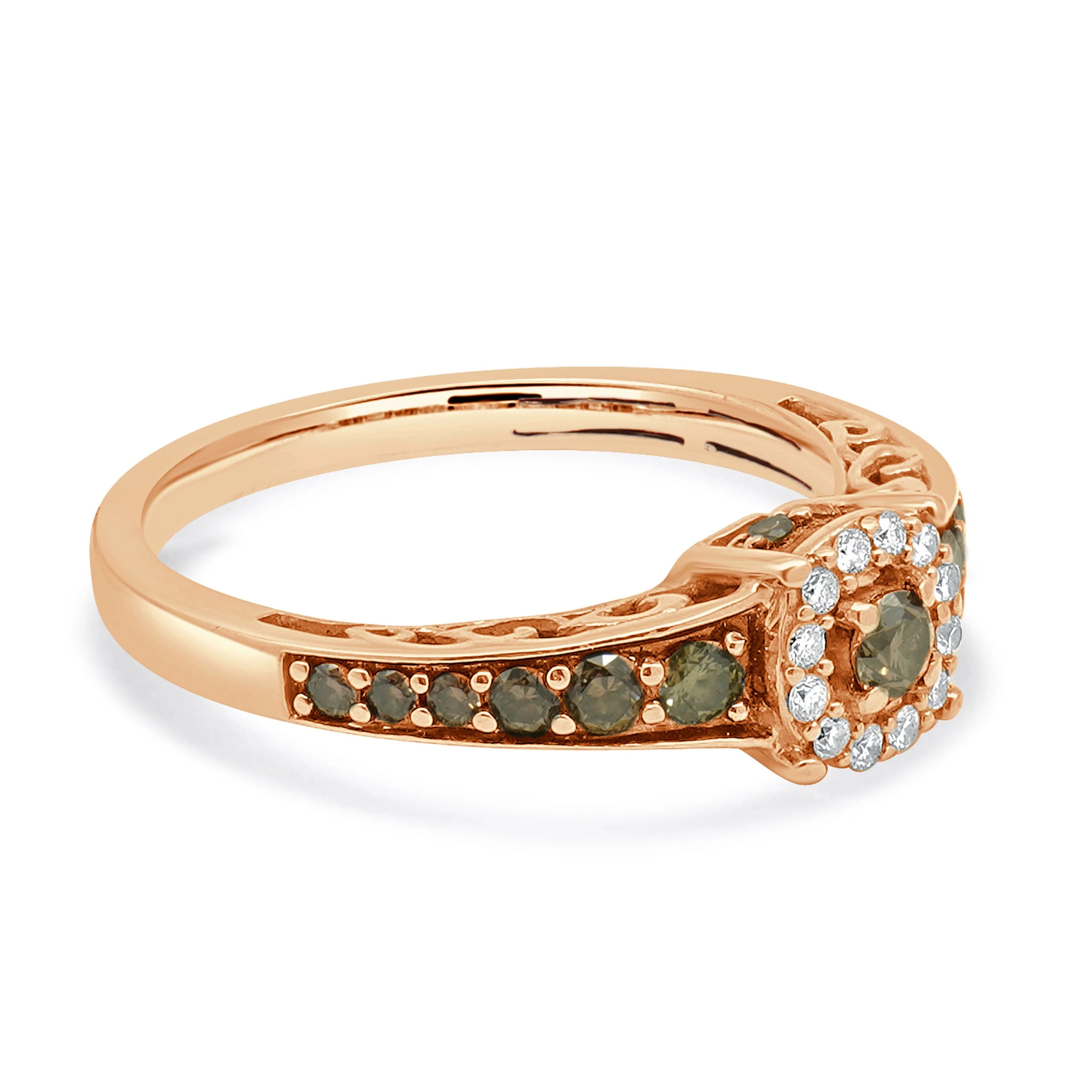 LeVian 14 Karat Rose Gold Chocolate and White Diamond Ring - Image 4